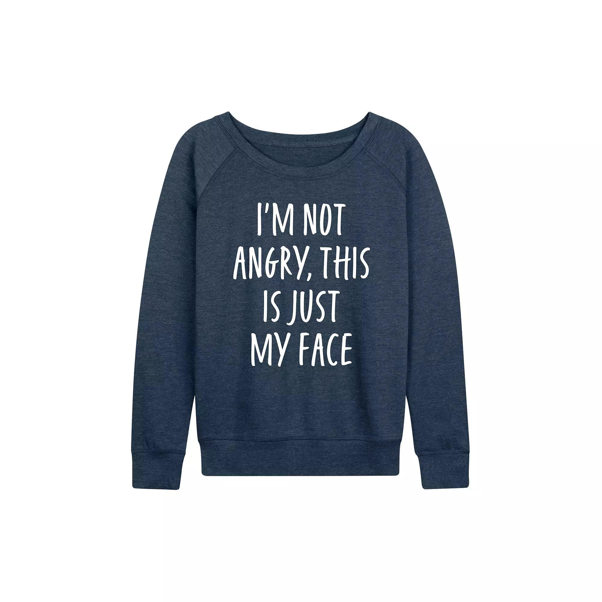 Womens Not Angry Just My Face French Terry Long Sleeve Tee Grey Indigo Product Image