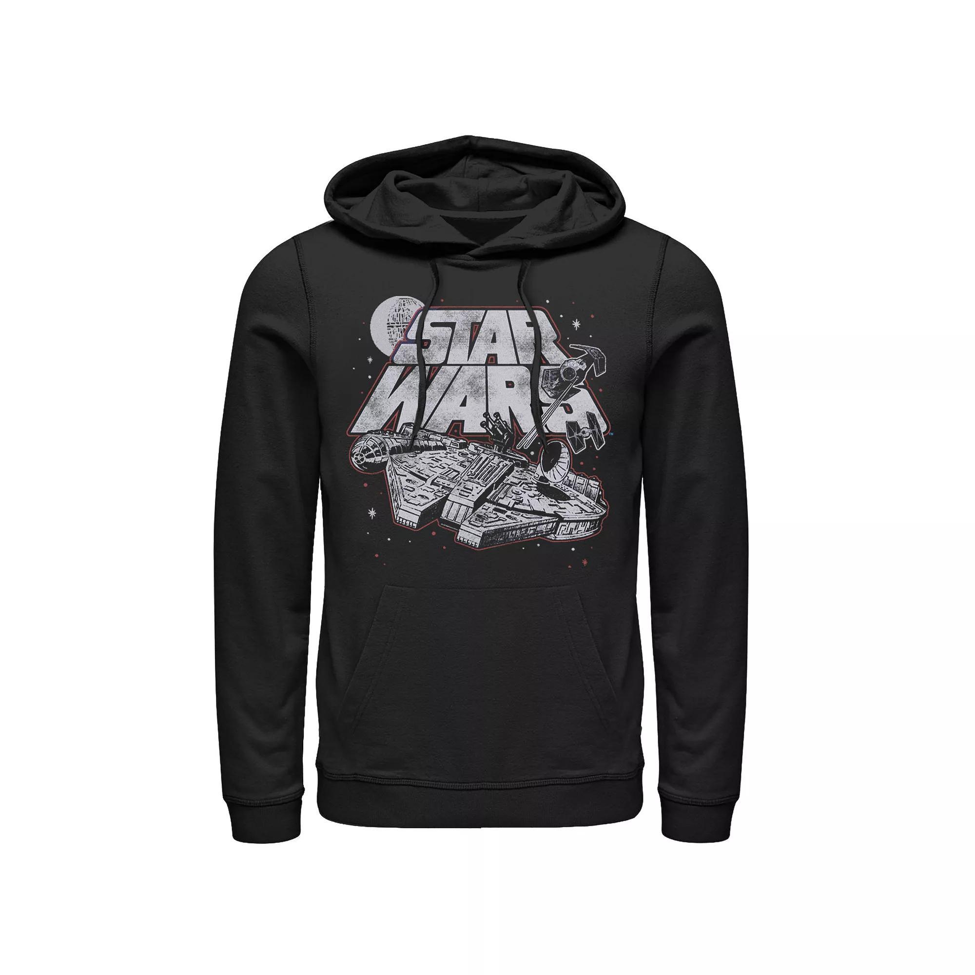 Mens Star Wars Millennium Falcon Distressed Logo Hoodie Product Image