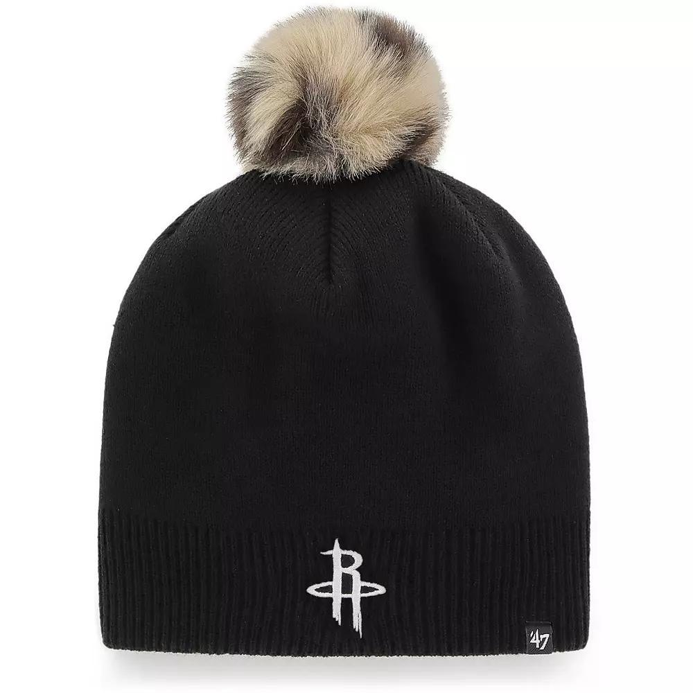 Women's '47 Black Houston Rockets Serengeti Knit Beanie with Pom Product Image