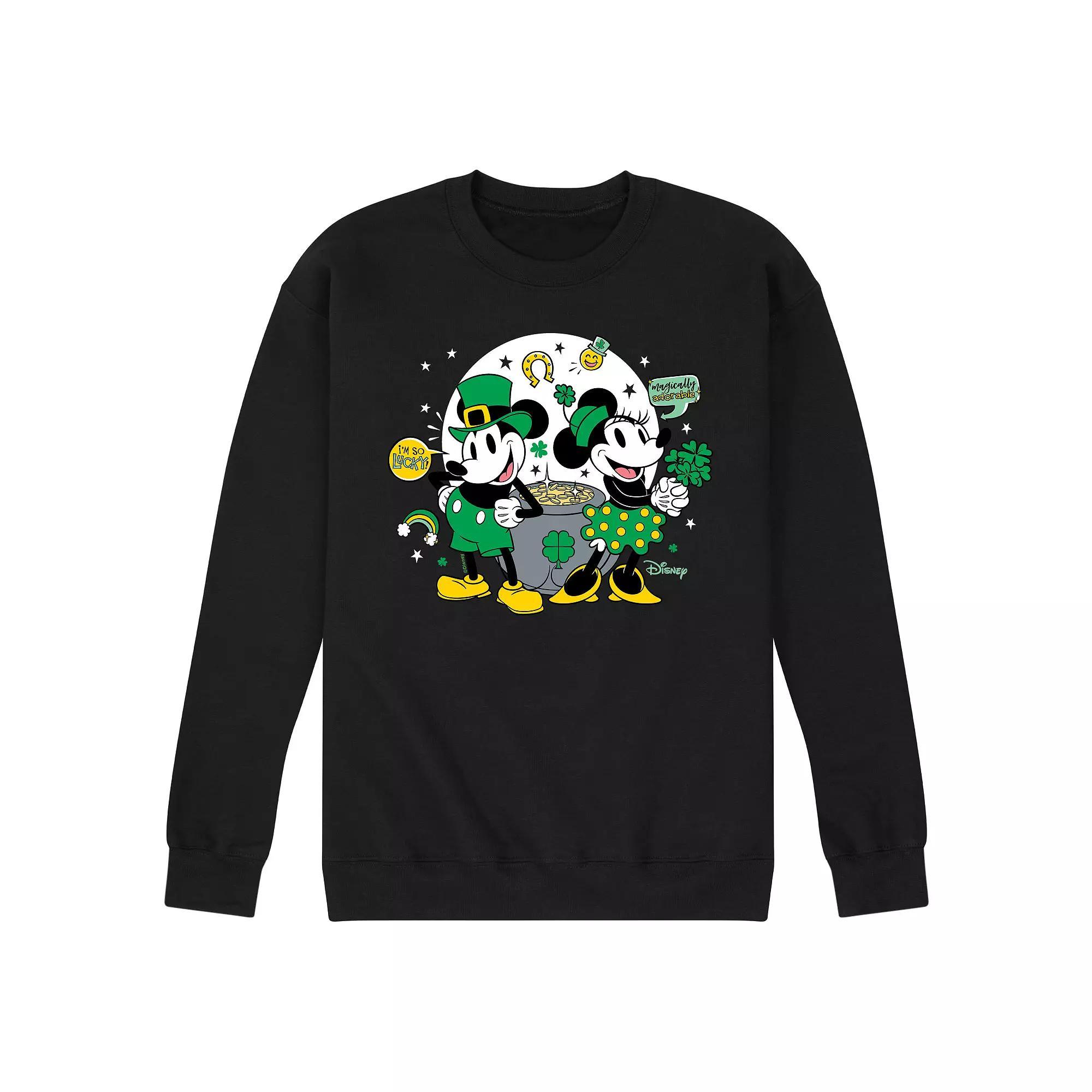 Disneys Mickey & Minnie Mouse Pot Of Gold Fleece Sweatshirt, Mens Product Image