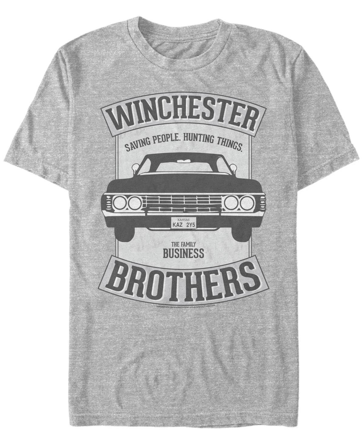 Men's Supernatural Winchester Brothers Saving People. Hunting Things. Tee, Size: XL, Athletic Grey Product Image
