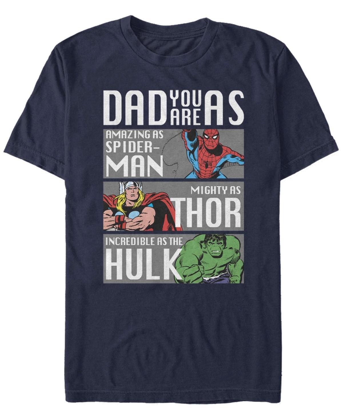 Men's Marvel Spider-Man Thor Hulk Dad You Are As Panels Graphic Tee, Size: Medium, Blue Product Image