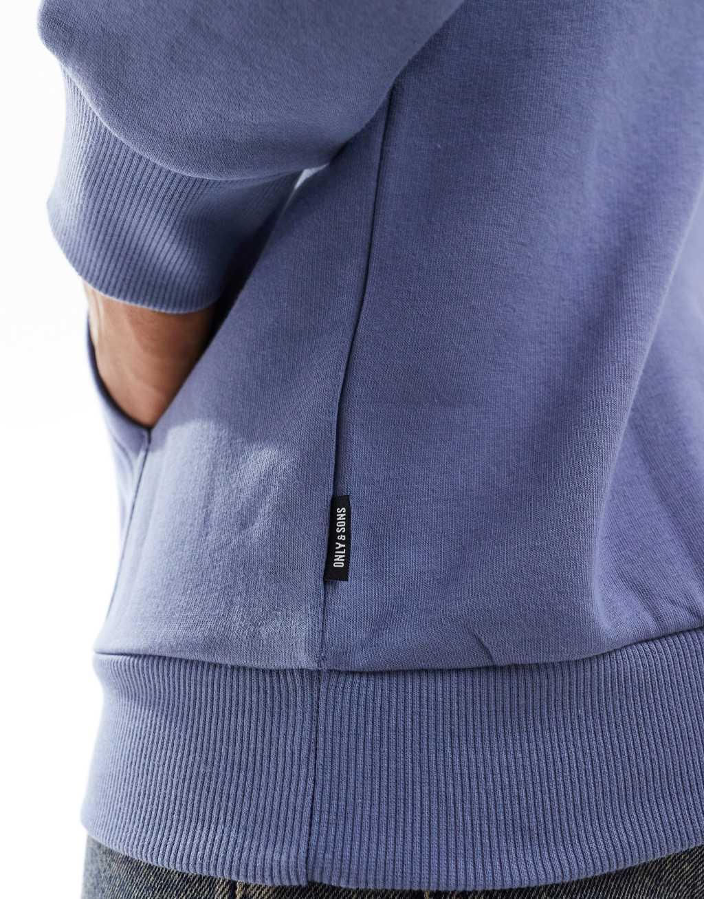 ONLY & SONS oversized hoodie in washed blue Product Image
