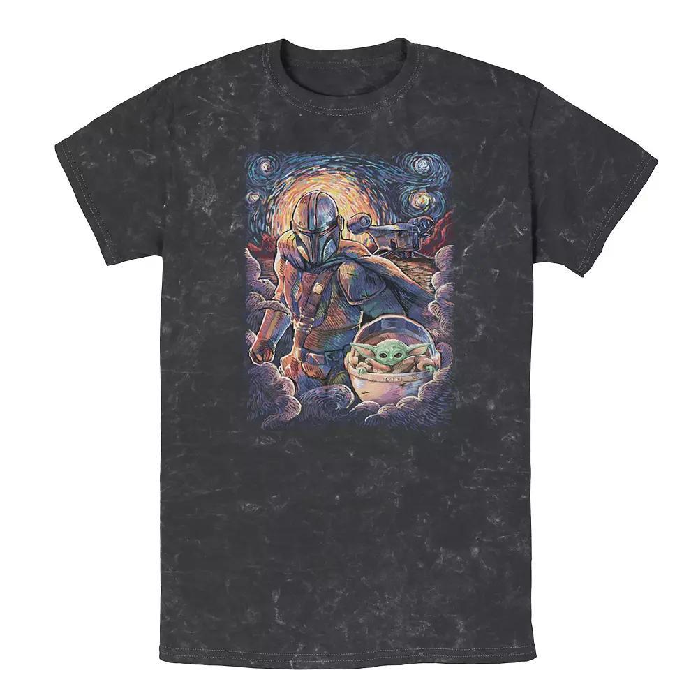Men's Star Wars: The Mandalorian & The Child Starry Night Tee, Size: Large, Black Product Image