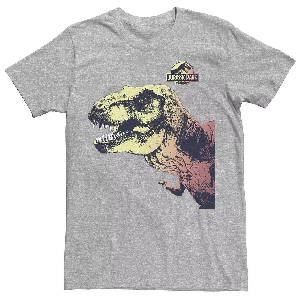 Men's Jurassic Park T-Rex Sunset Color Fil In Graphic Tee, Size: Medium, Athletic Grey Product Image