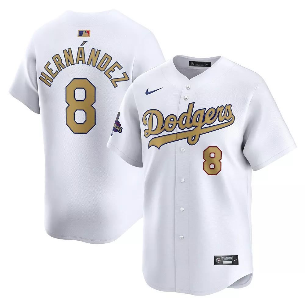 Men's Nike Enrique Hern��ndez White Los Angeles Dodgers 2025 Gold Collection Limited Jersey, Size: 4XL Product Image