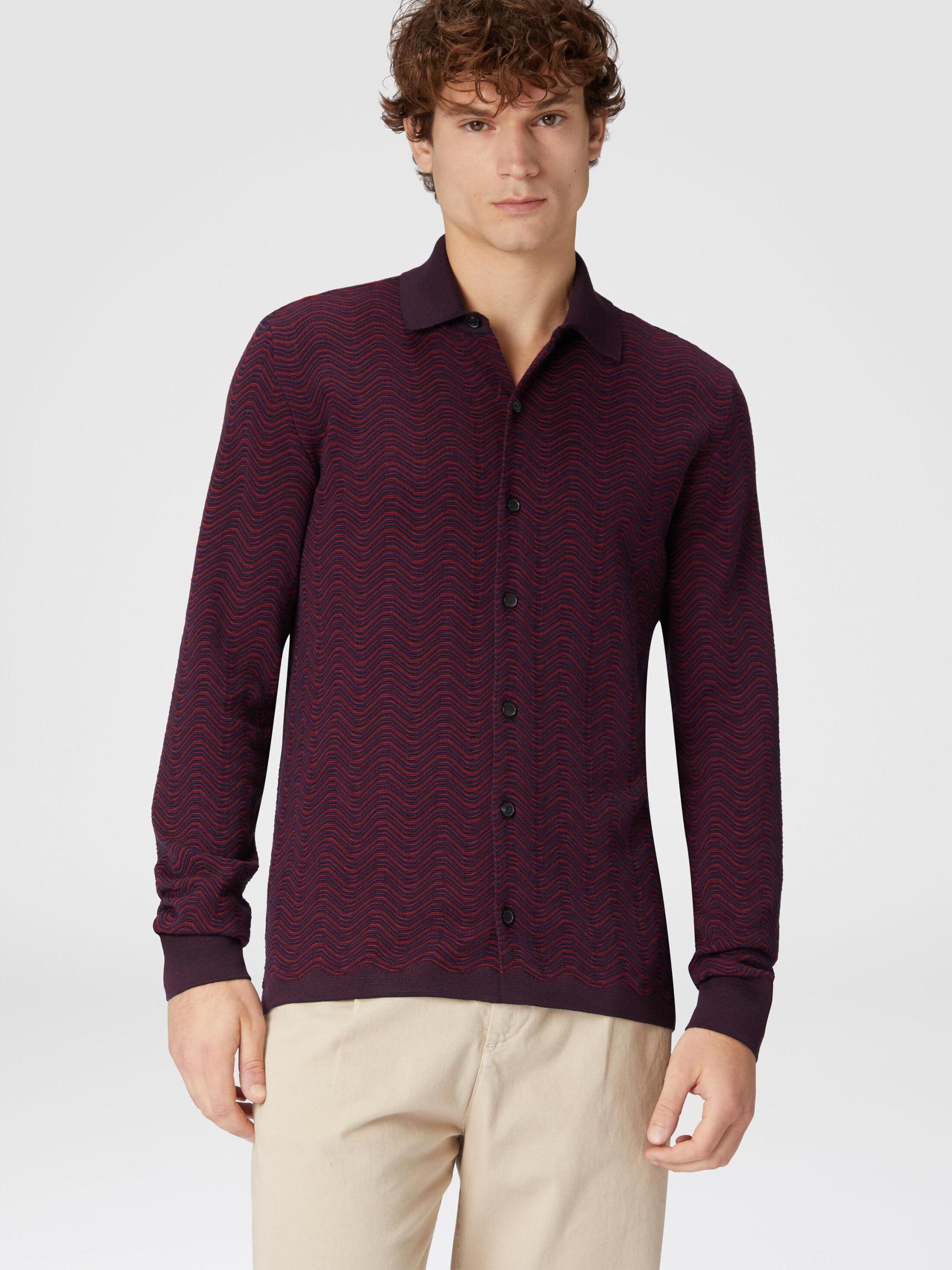 Virgin wool and viscose shirt with wave pattern Product Image