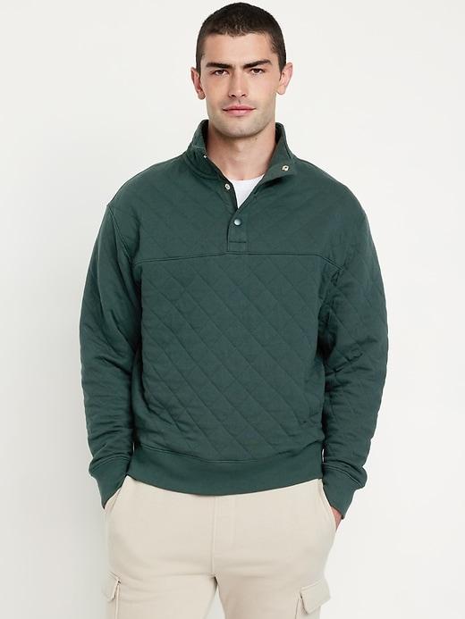 Quarter-Snap Quilted Fleece Sweatshirt Product Image