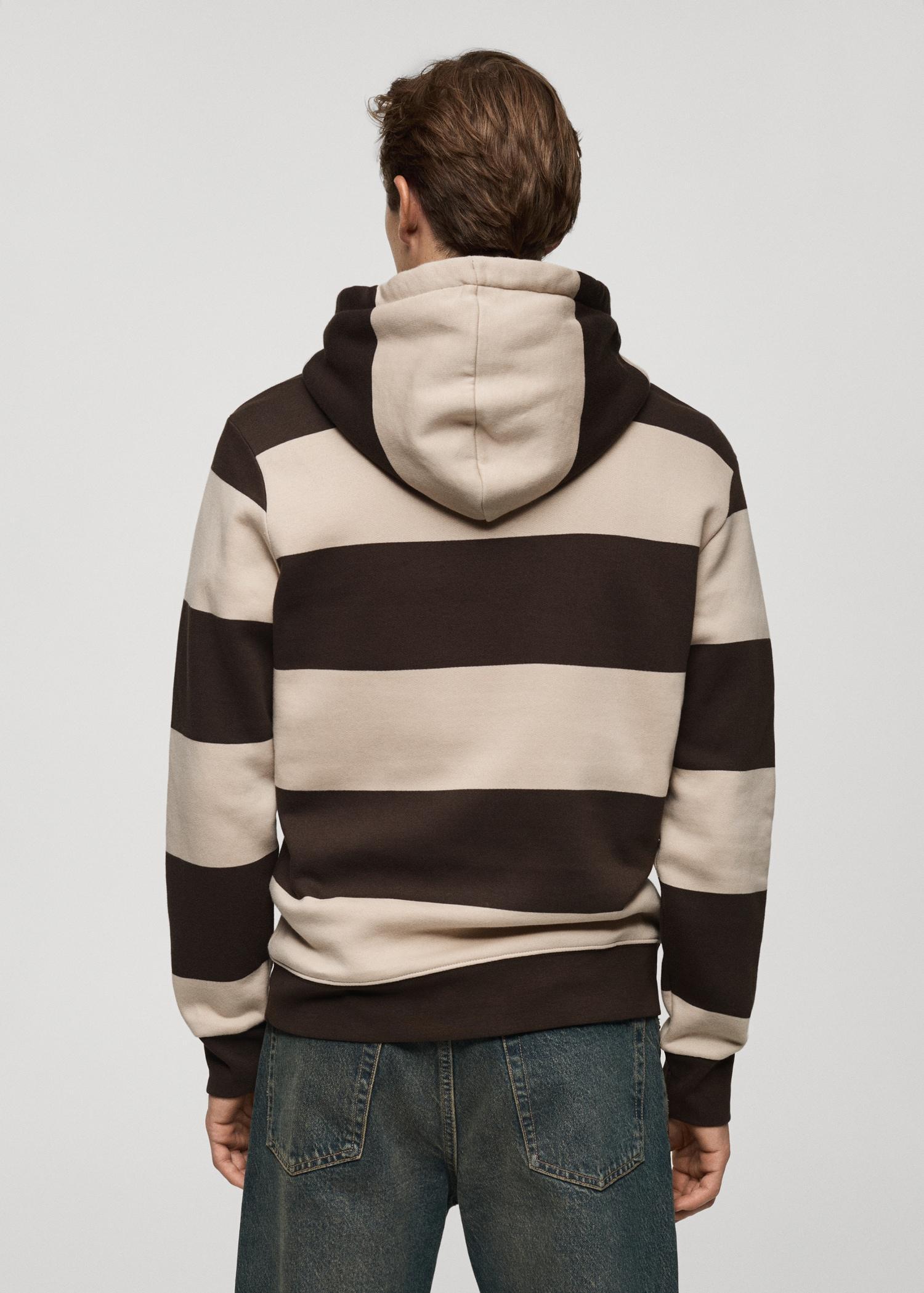Striped hooded sweatshirt - Men | MANGO USA Product Image