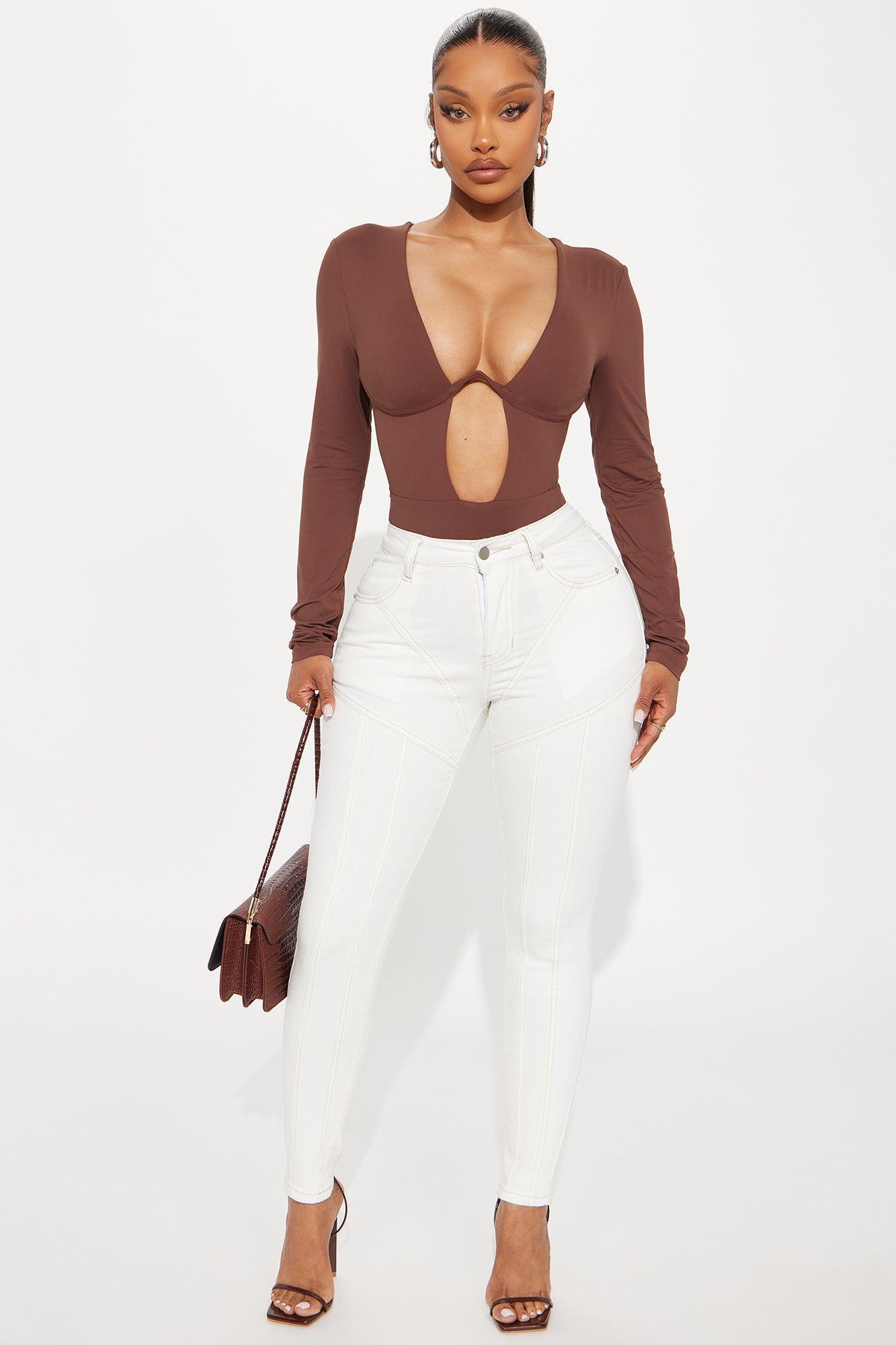 Eliza Long Sleeve Bodysuit - Chocolate Product Image