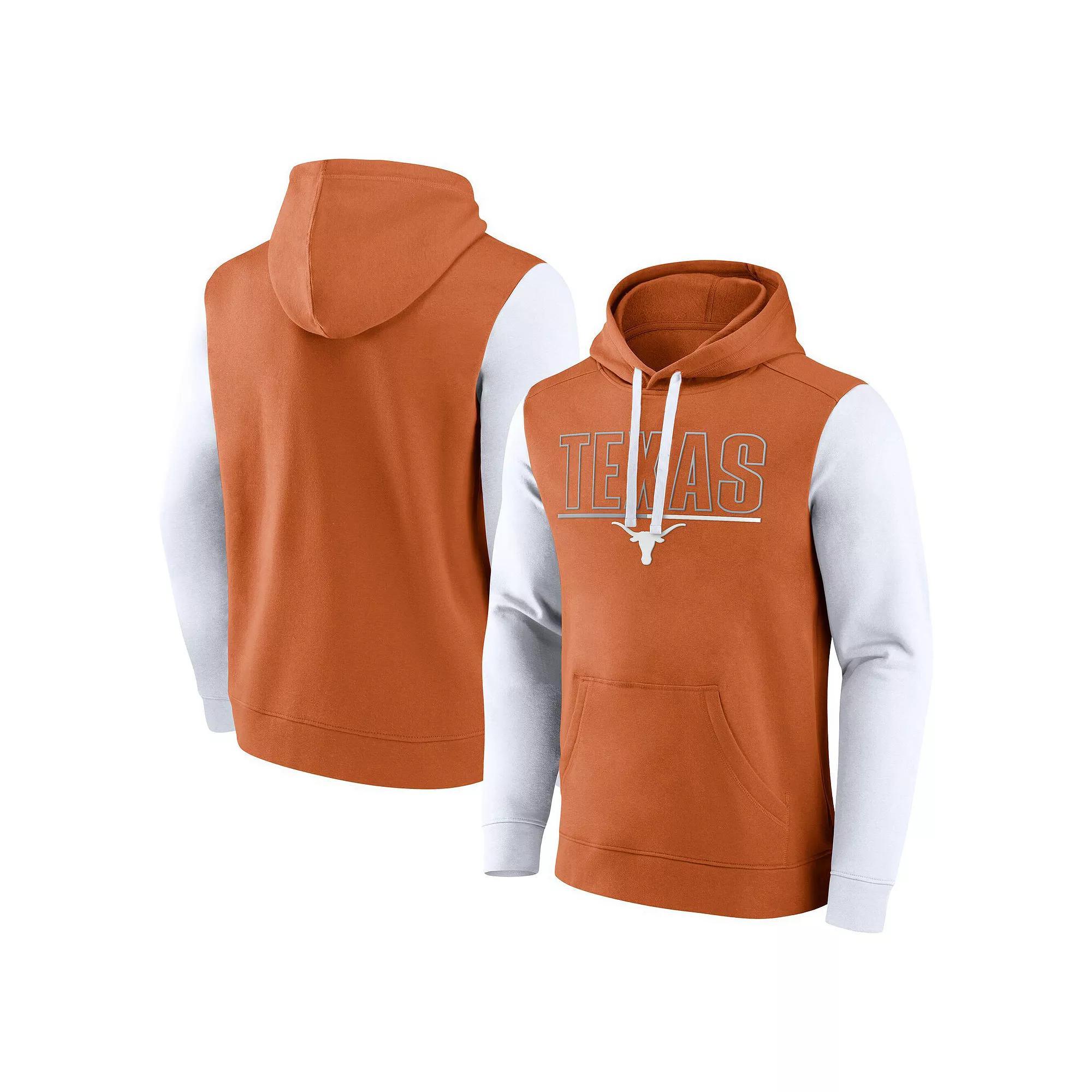 Men's Fanatics Texas Orange/White Texas Longhorns Outline Pullover Hoodie, Size: XL, Team Product Image