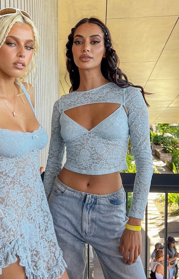 Here With Me Blue Lace Cami and Shrug Set Product Image