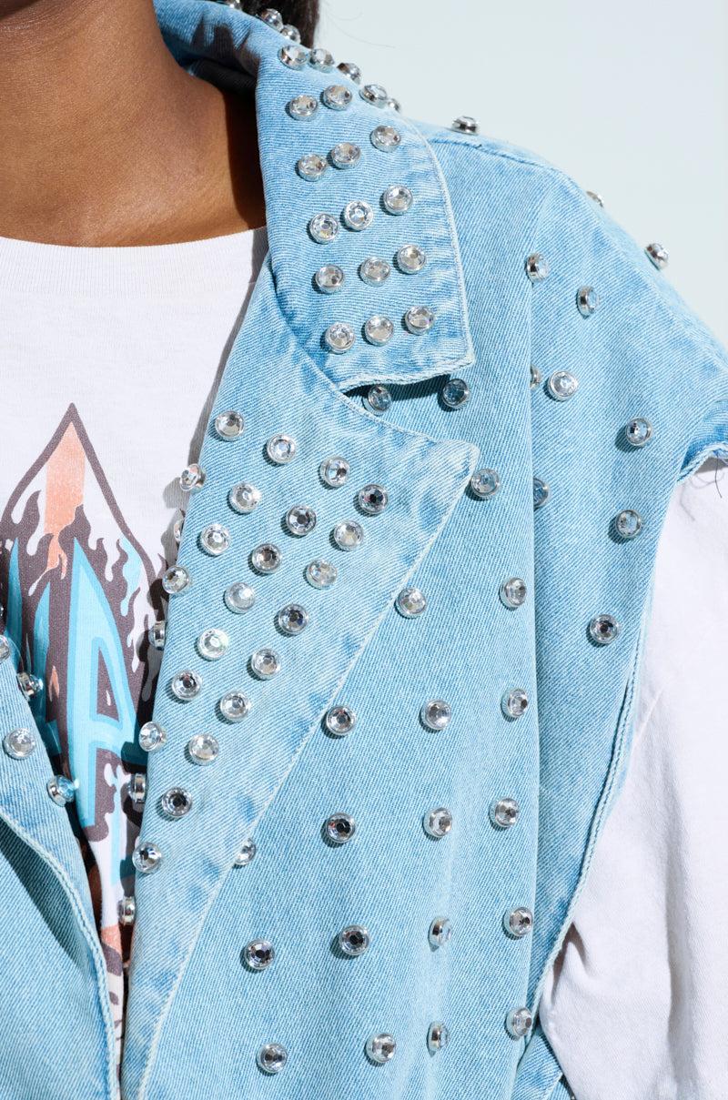 PRESLEY EMBELLISHED DENIM VEST Product Image