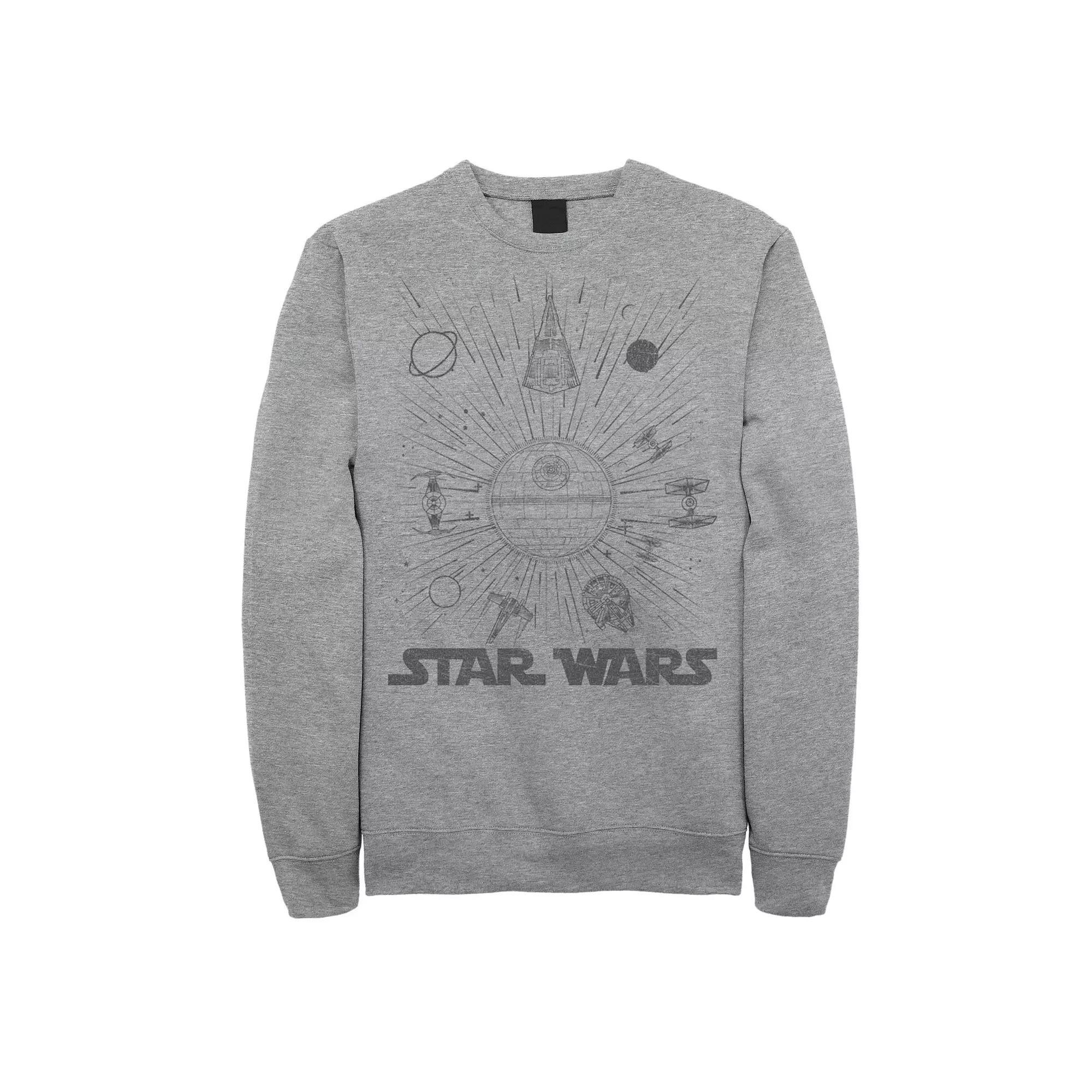 Men's Star Wars Ships And Lines Burst Sweatshirt, Size: Large, Athletic Grey Product Image