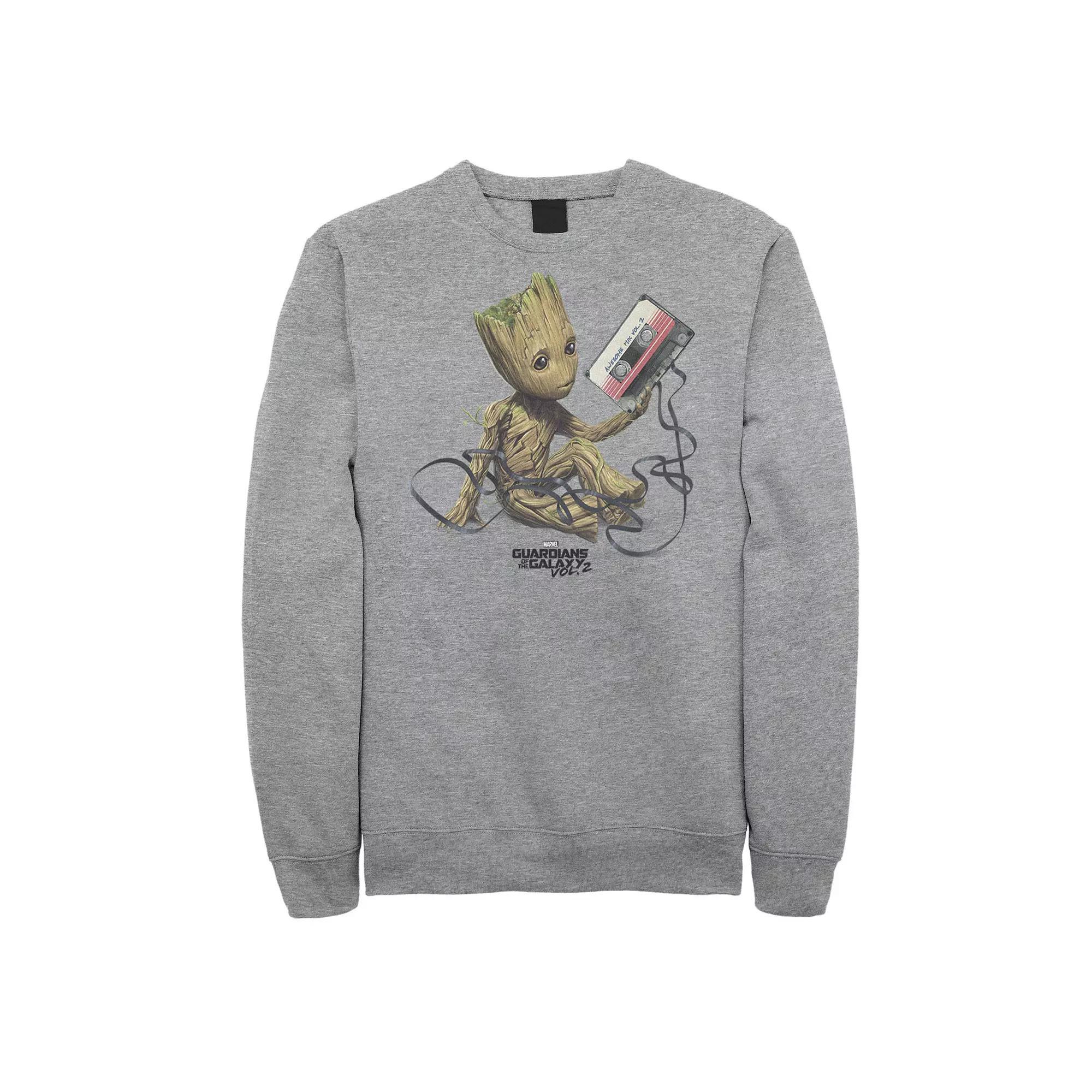 Big & Tall Marvel Guardians Of The Galaxy Vol. 2 Groot Tape Portrait Sweatshirt, Men's, Size: 5XL, Athletic Grey Product Image