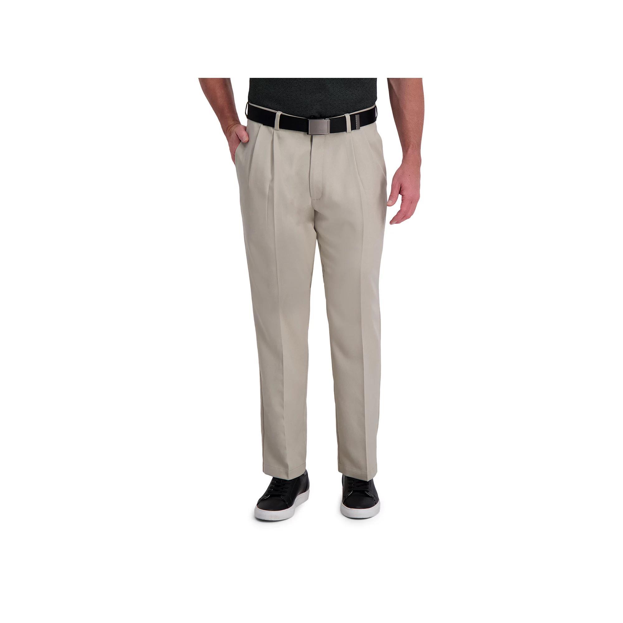 Men's Haggar® Cool Right® Performance Flex Classic-Fit Pleated Pants, Size: 44X29, Green Product Image