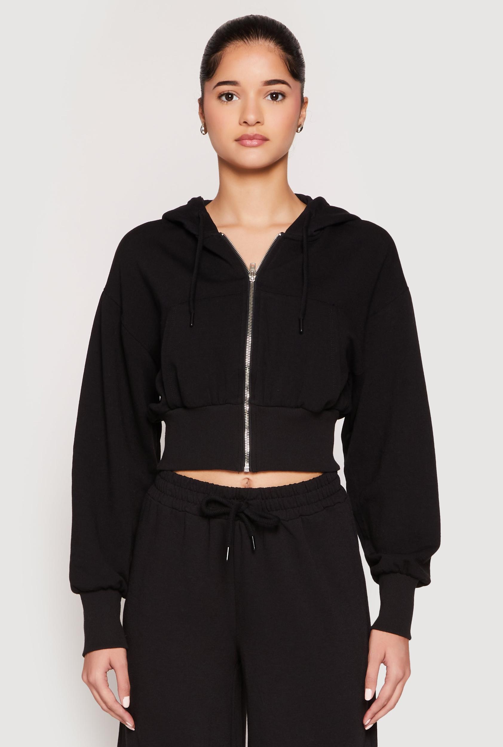Womens Iris Fleece Zip Front Cropped Hoodie Product Image