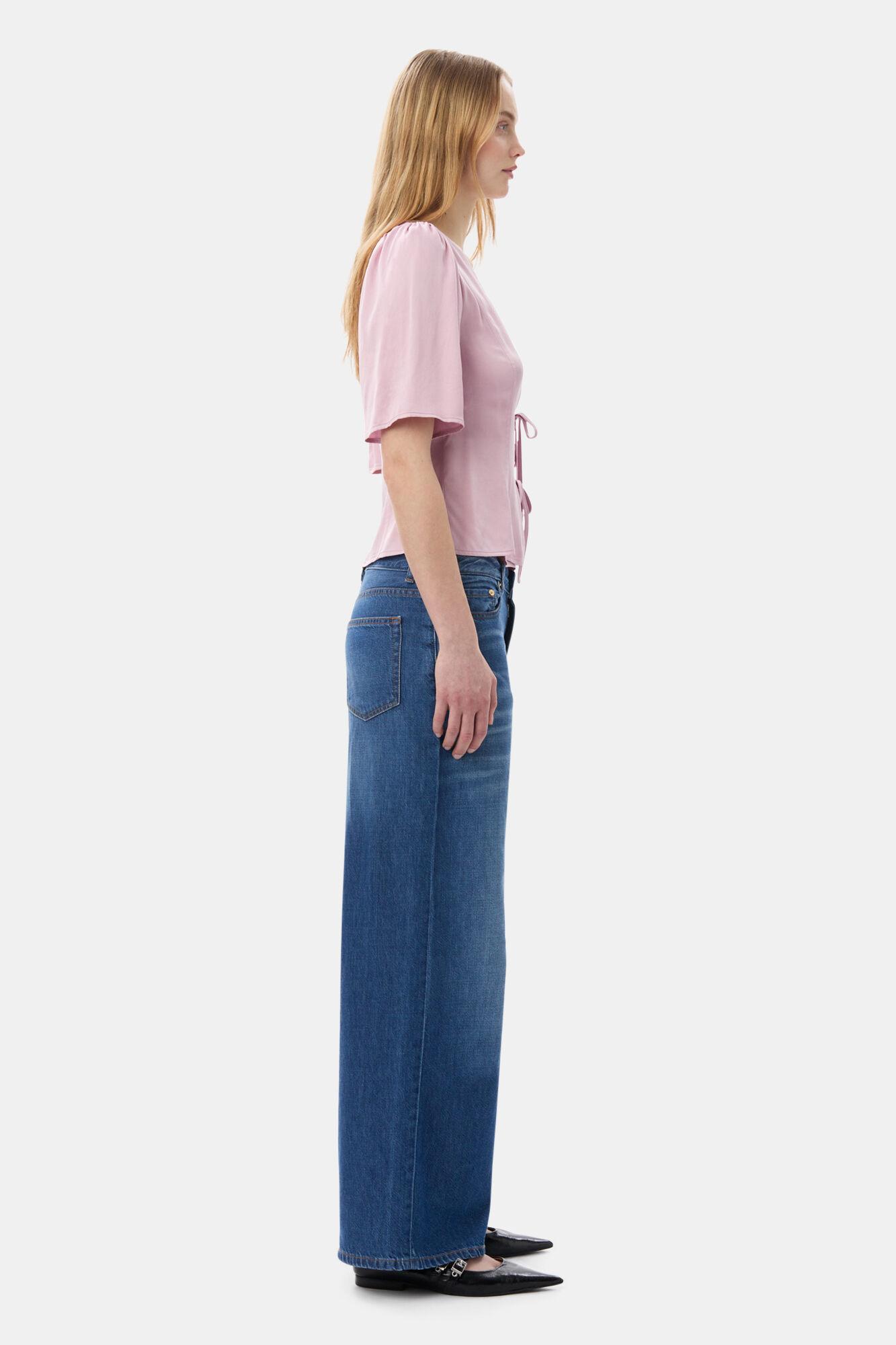 Pink Washed Satin Wrap Blouse Product Image