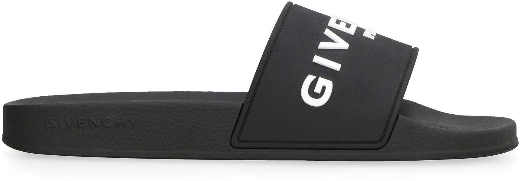Black Logo-Print Pool Slides Product Image