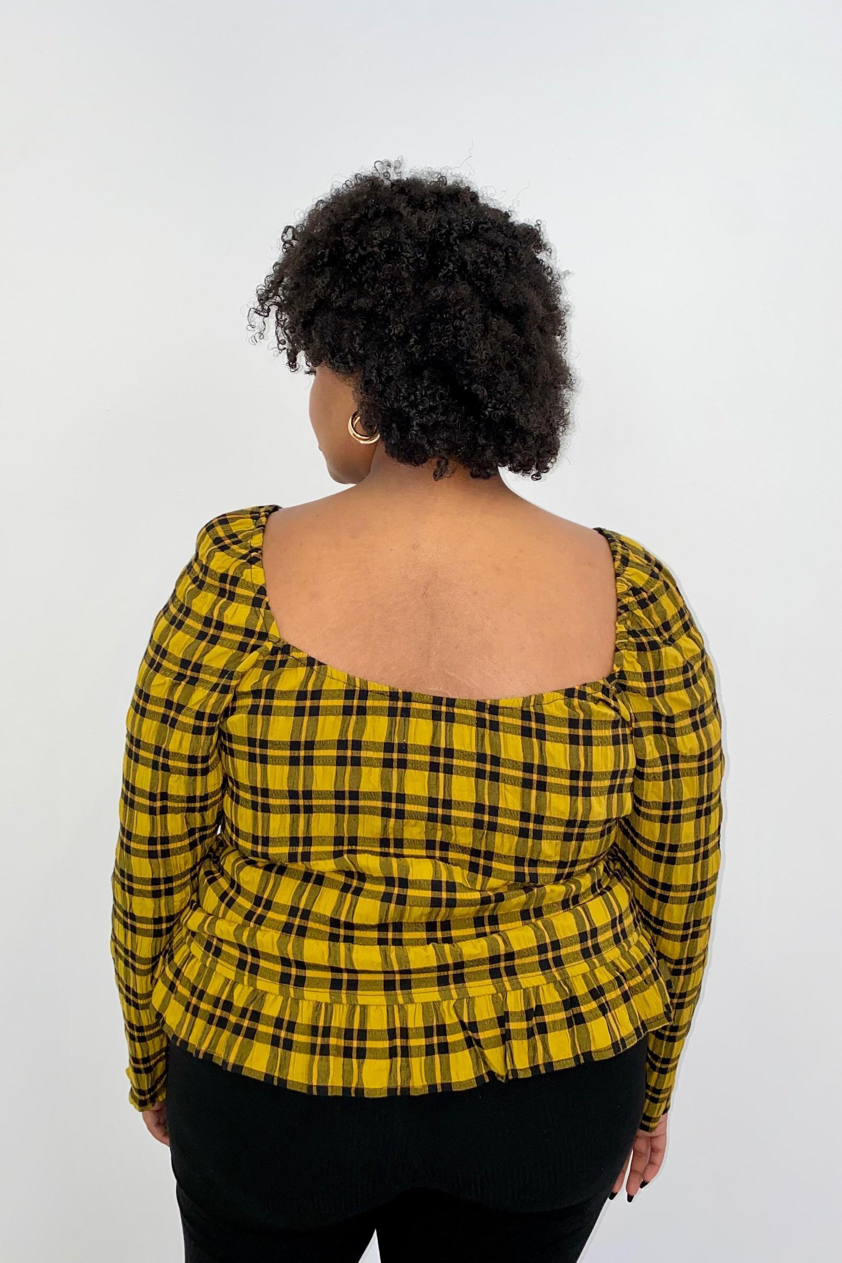 Salma Top - Gold Plaid Product Image