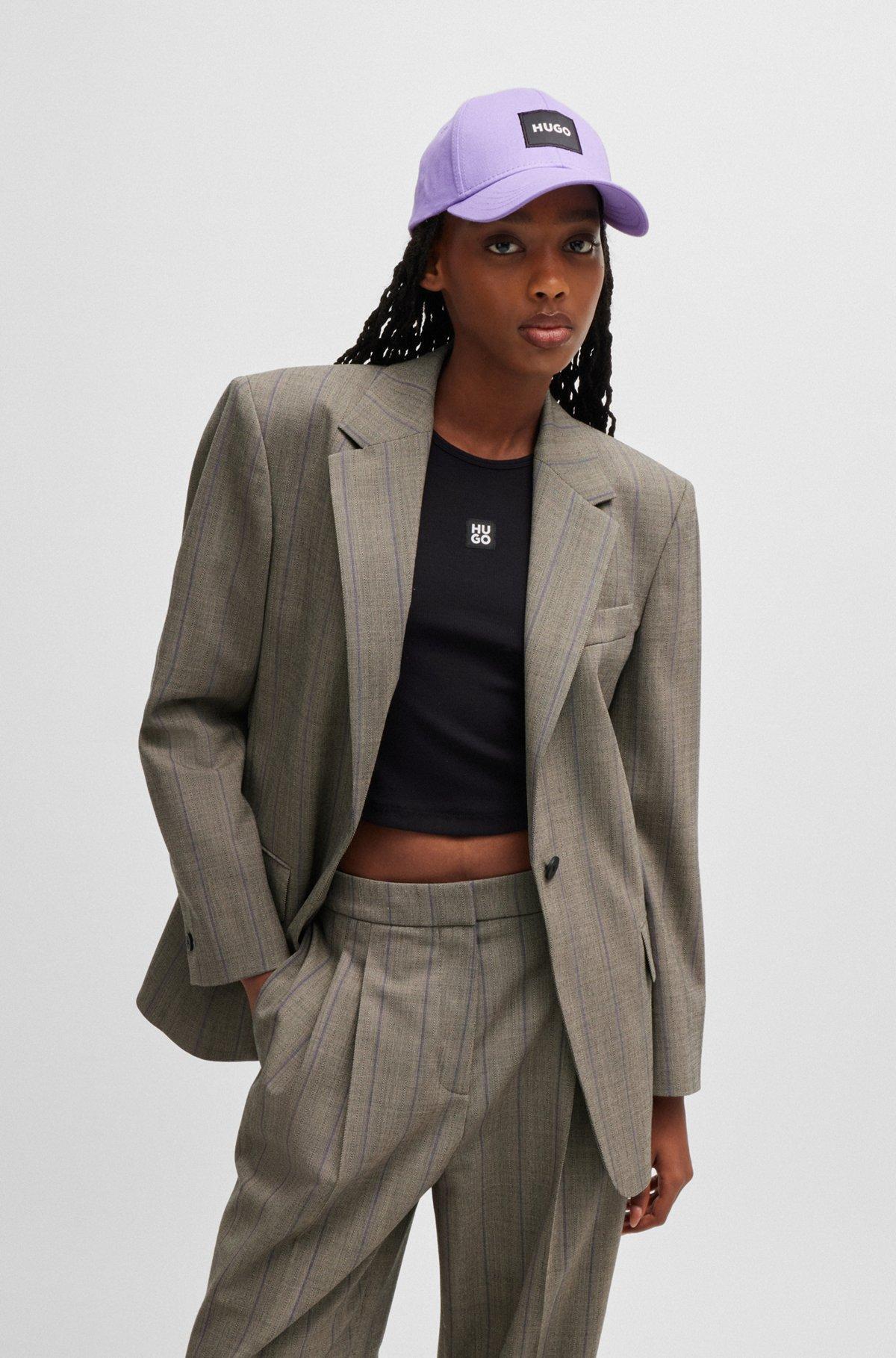 Oversize-fit jacket in striped stretch fabric Product Image