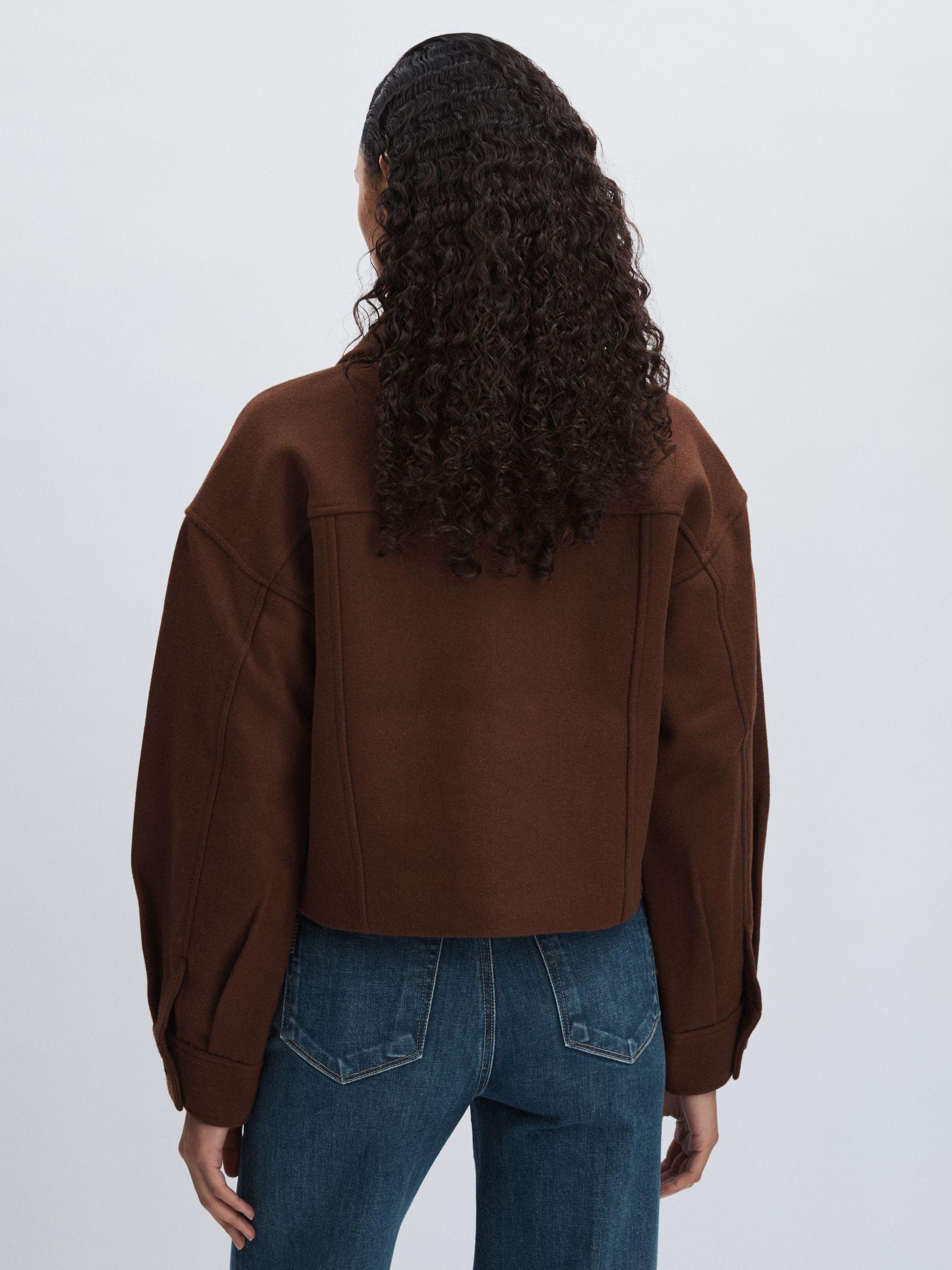 Paige Wool-Blend Cropped Jacket in Dark Brown Product Image