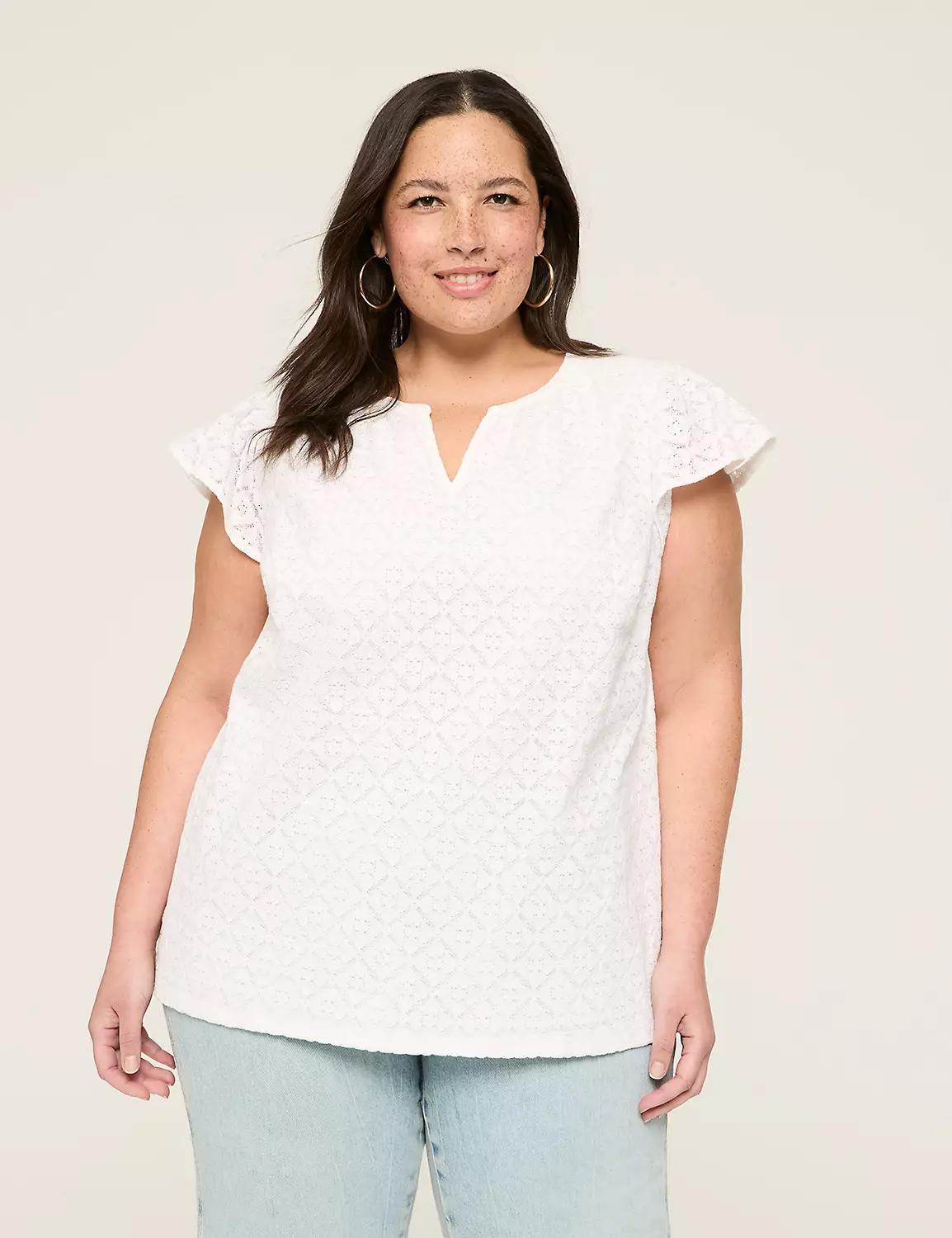 Swing Eyelet Notch-Neck Top Product Image