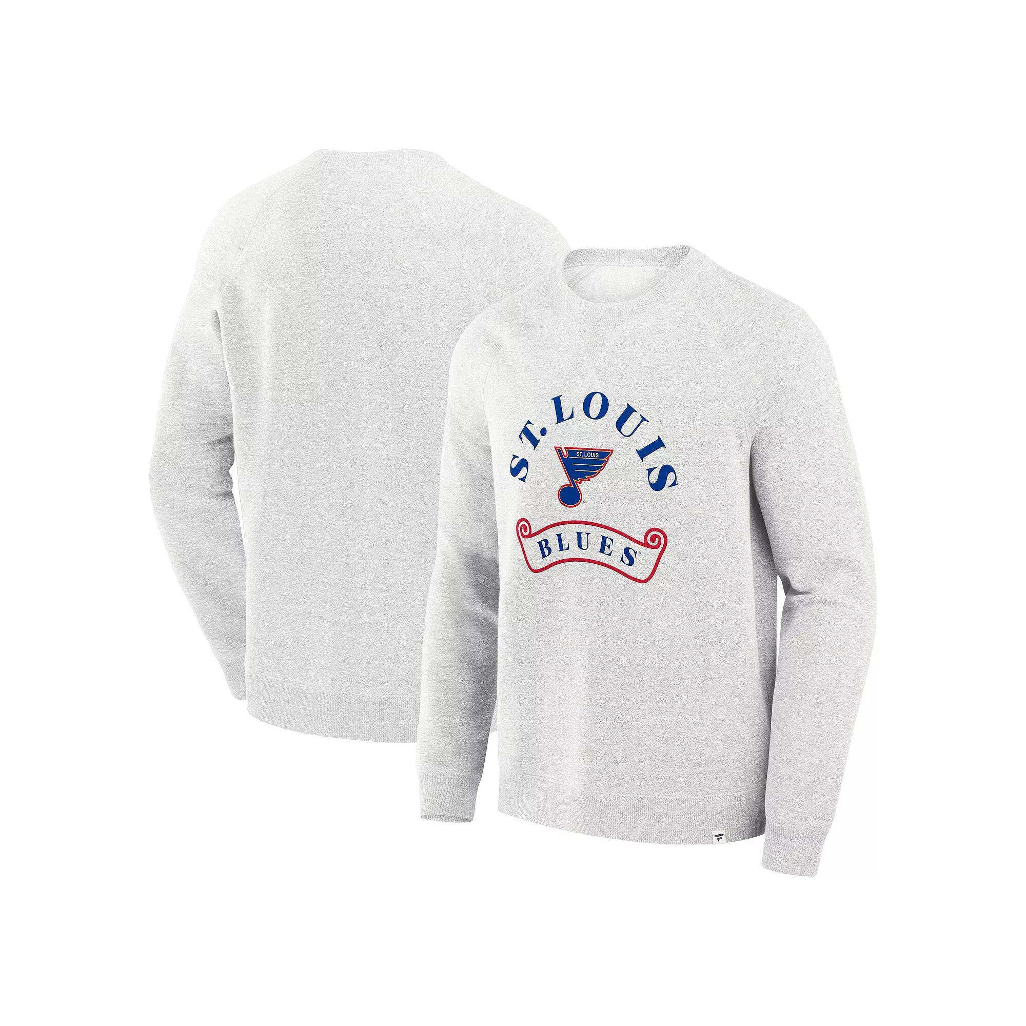 Men's Fanatics Heather Gray St. Louis Blues Banner Fleece Raglan Pullover Sweatshirt, Size: XL, Grey Product Image