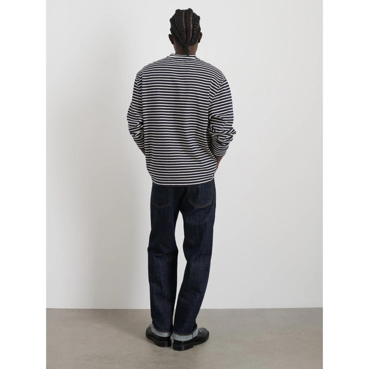 Alan Striped Henley Navy Natural Product Image
