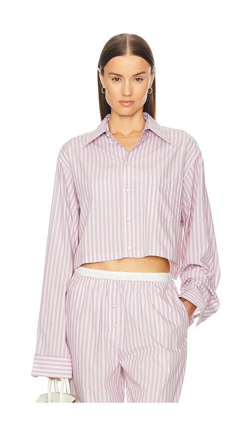 Wide Stripe Poplin Cropped Shirt Helsa Product Image
