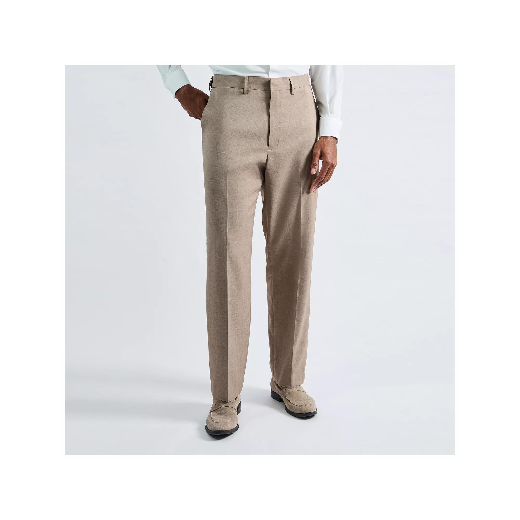 Mens Haggar Premium Comfort Expandable-Waist Classic-Fit Stretch Flat-Front Dress Pants, Mens Brown Product Image