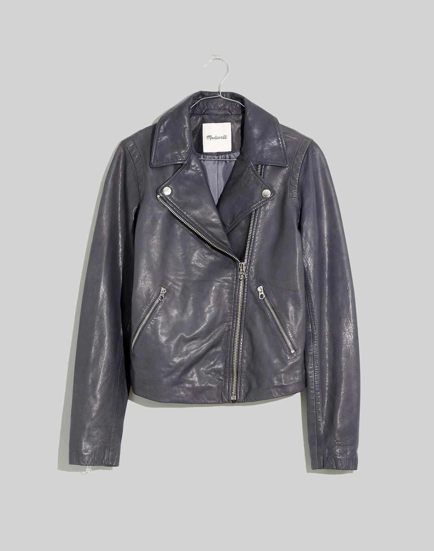 The Washed Leather Motorcycle Jacket Product Image