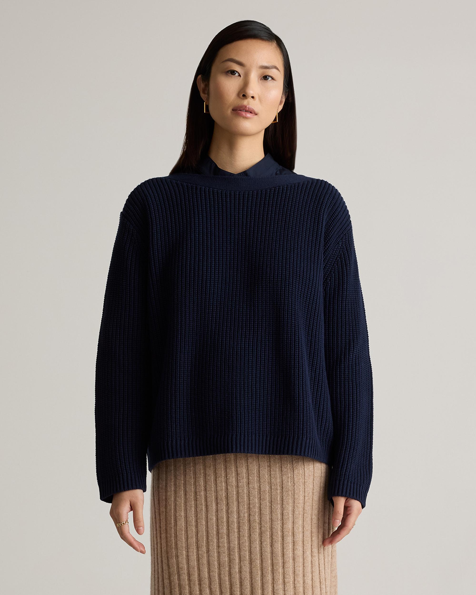 100% Organic Cotton Fisherman Boatneck Sweater Product Image