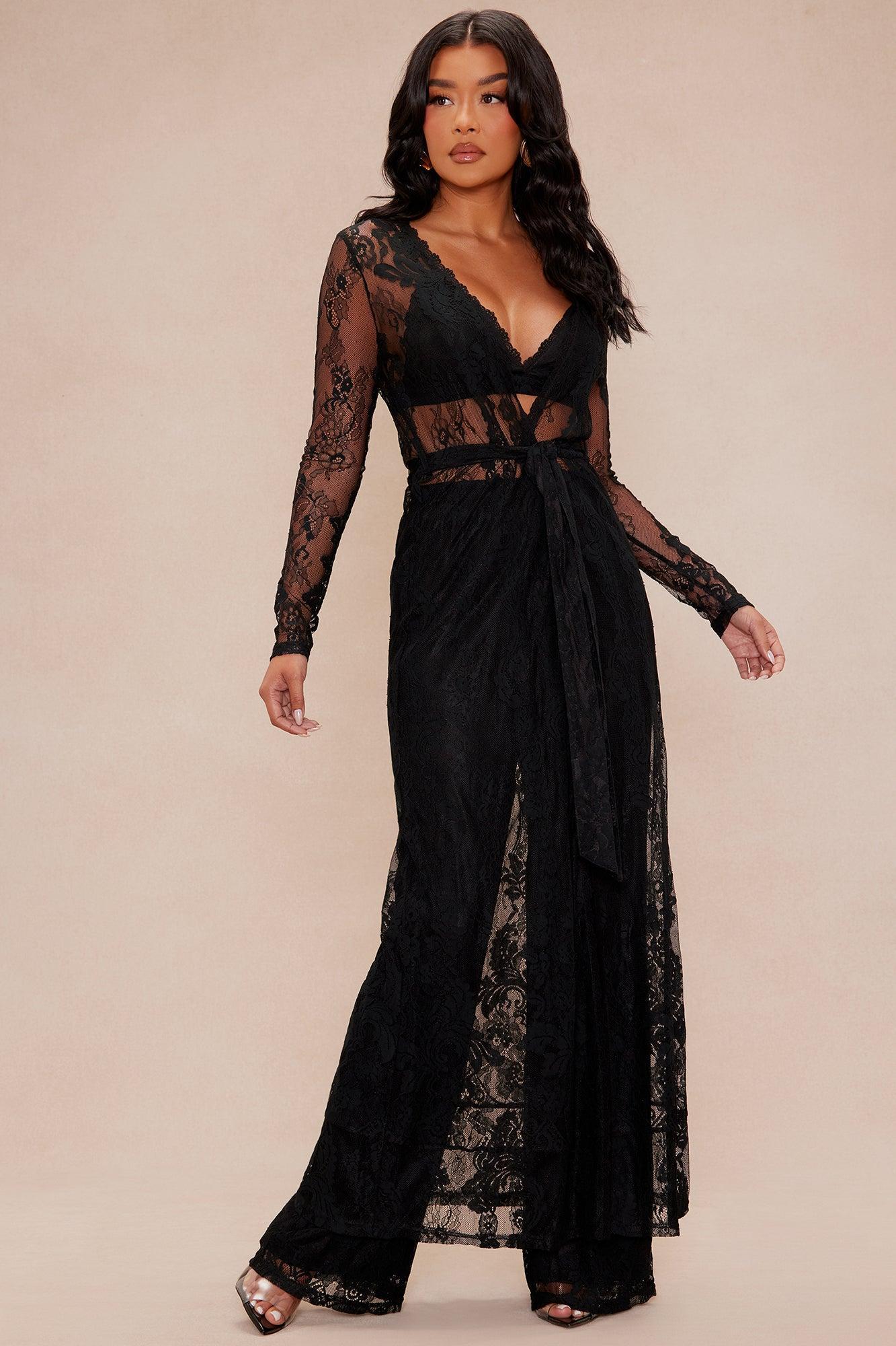 So Scandalous Lace Pant Set - Black Product Image