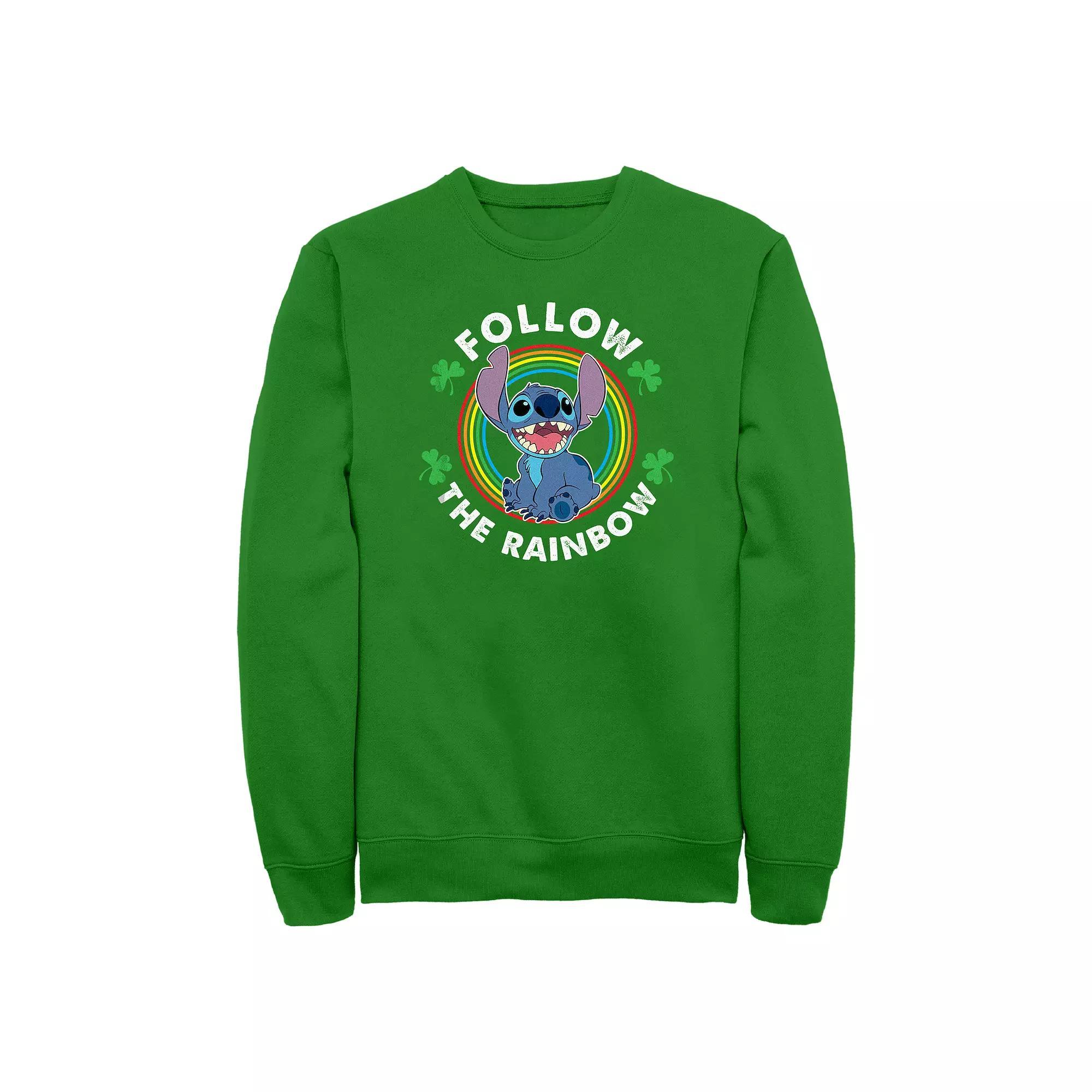 Disney's Lilo & Stitch Follow The Rainbow Men's Graphic Fleece, Size: XL, Kelly Product Image