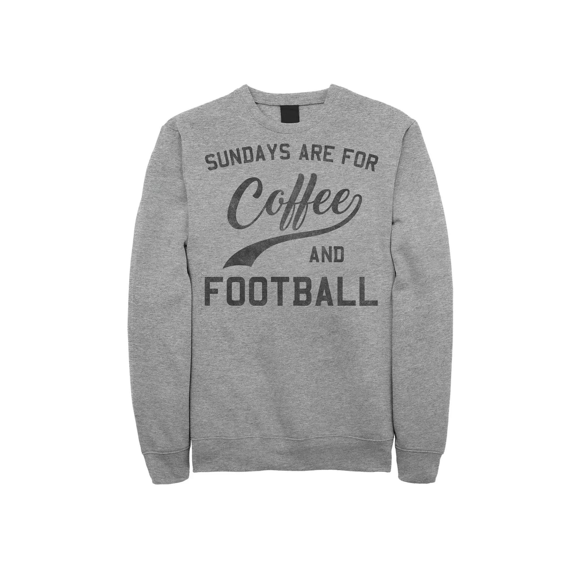 Mens Sundays Are For Coffee And Football Text Graphic Fleece Pullover Athletic Grey Product Image
