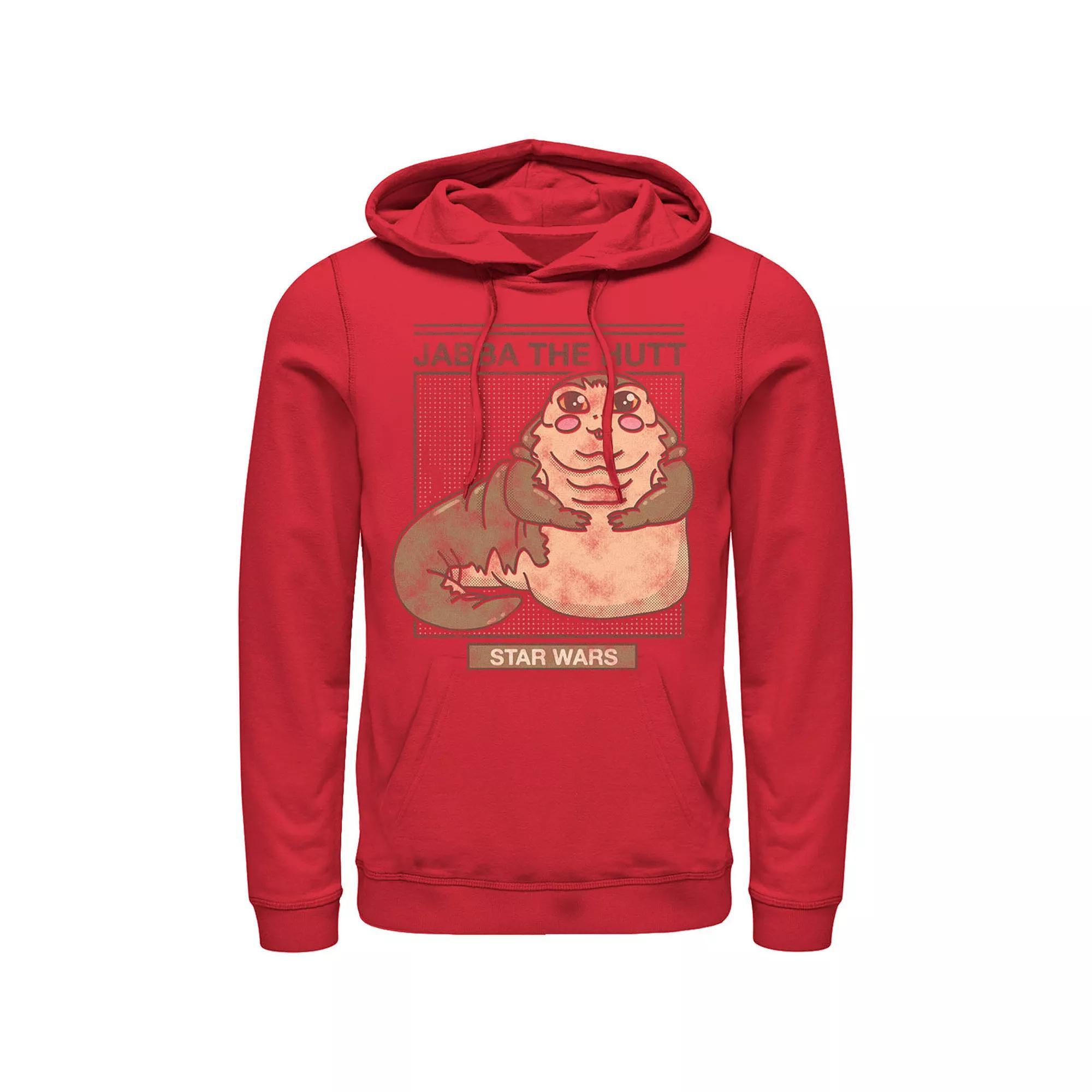 Men's Star Wars Jabba The Hutt Cartoon Cute Portrait Grid Hoodie, Size: XL, Red Product Image