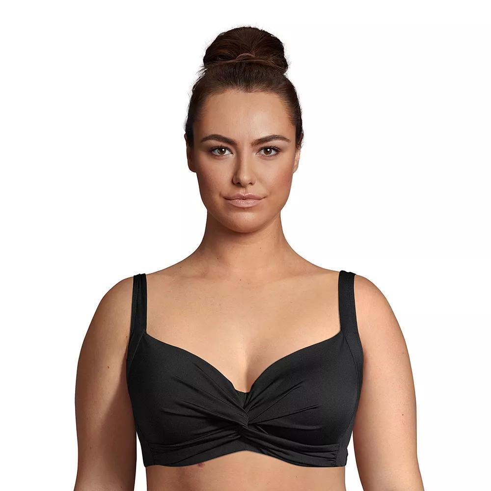 Plus Size Lands' End Twist-Front Underwire Bikini Top, Women's, Size: 26 W, Black Product Image