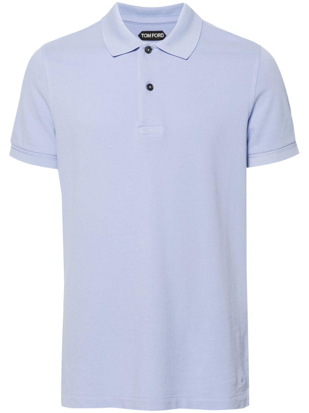 TOM FORD Light Blue Tennis Polo Shirt With Short Sleeves In Cotton Man Product Image