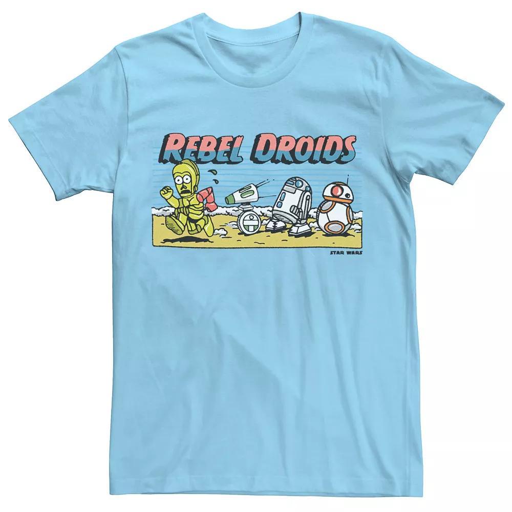 Men's Star Wars The Rise of Skywalker Droids Cartoon Tee, Size: Medium, Light Blue Product Image