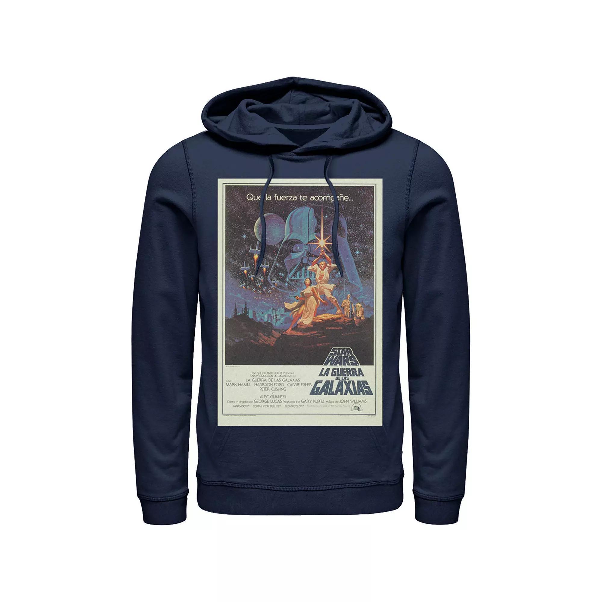 Men's Star Wars Vintage Movie Poster Portrait Hoodie, Size: Medium, Blue Product Image