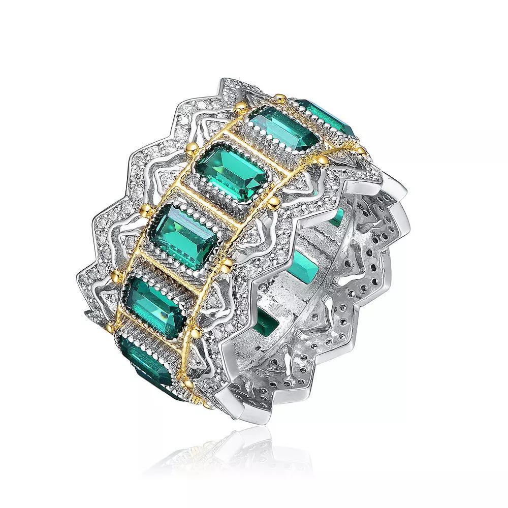 Two Tone Green Cubic Zirconia Cocktail Ring, Womens Product Image