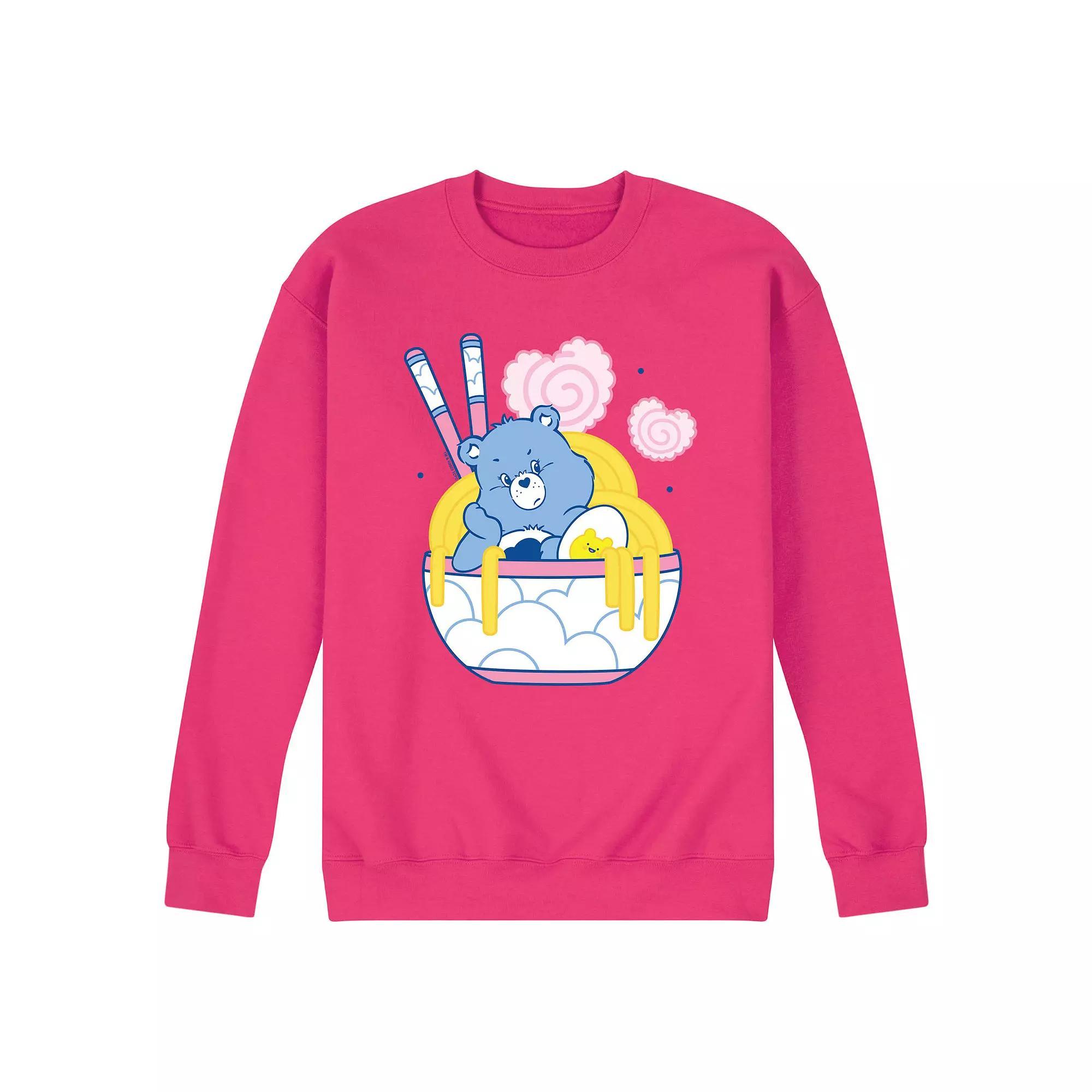 Mens Care Bears Grumpy Ramen Bowl Fleece Sweatshirt Pink Product Image