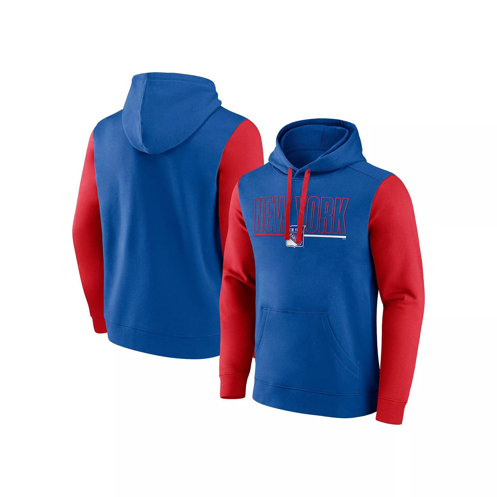 Men's Royal Philadelphia 76ers Outline Colorblock Pullover Hoodie, Size: 4XL, 76r Blue Product Image