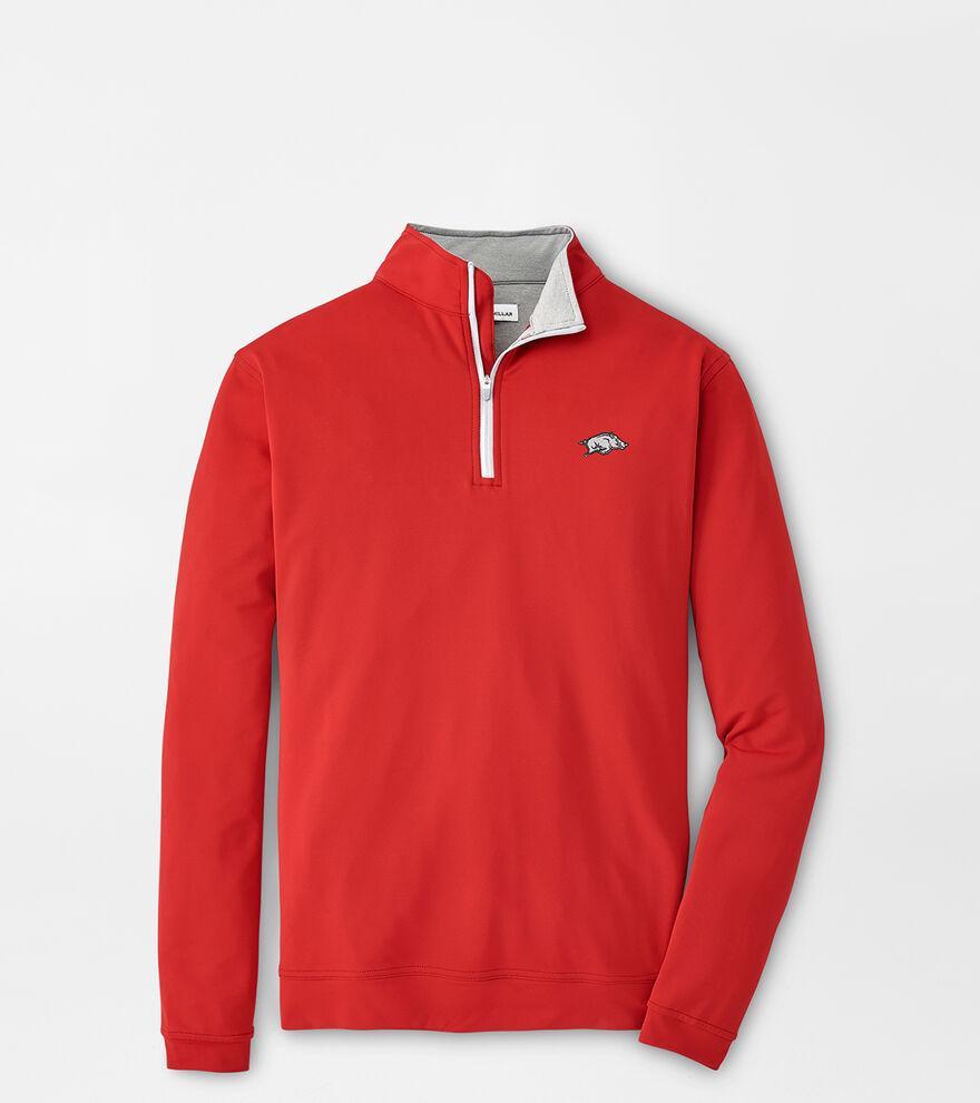 Peter Millar Mens Arkansas Perth Performance Quarter-Zip | Color: Crimson | Size: M Product Image