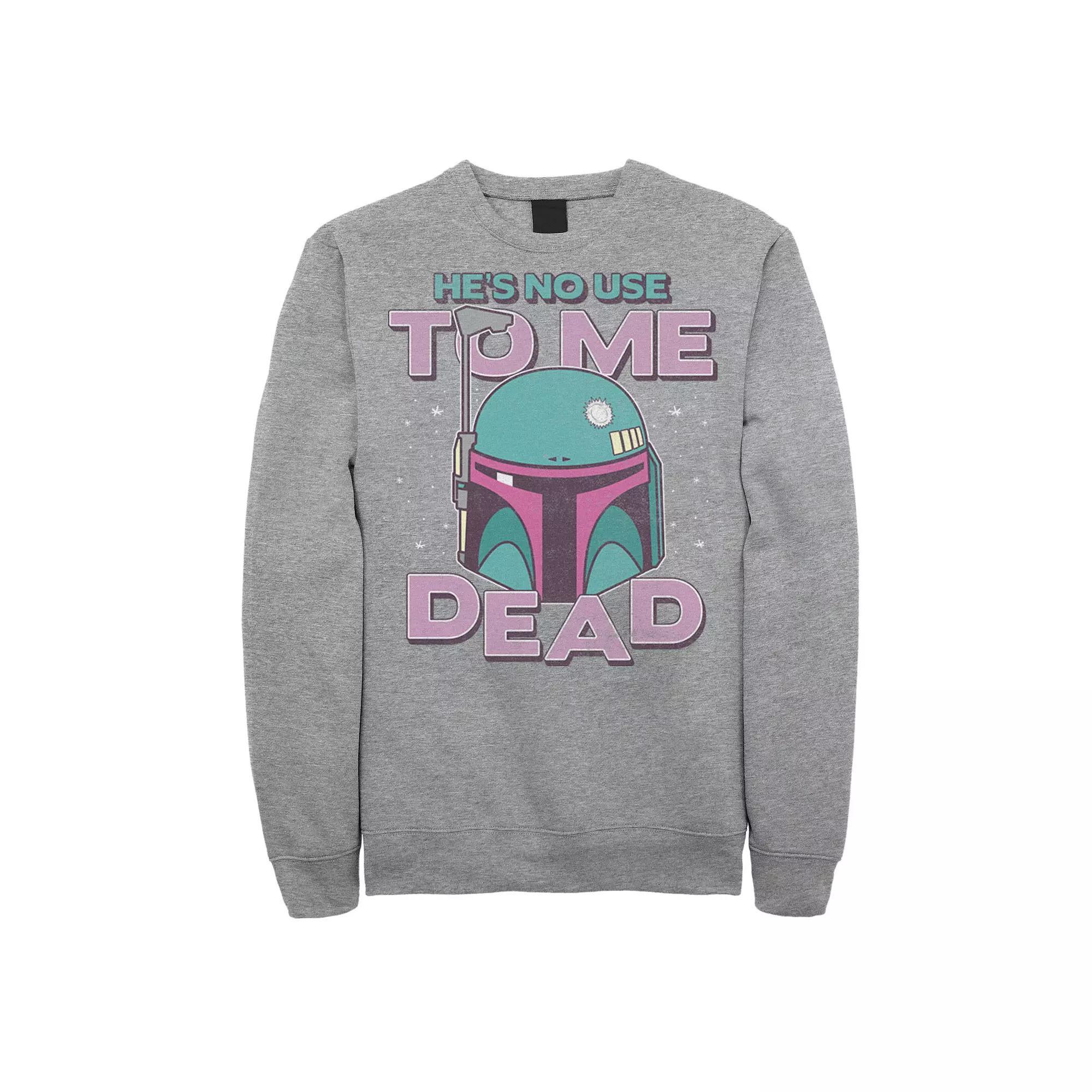 Men's Star Wars Boba Fett He Is No Used To Me Sweatshirt, Size: Large, Athletic Grey Product Image