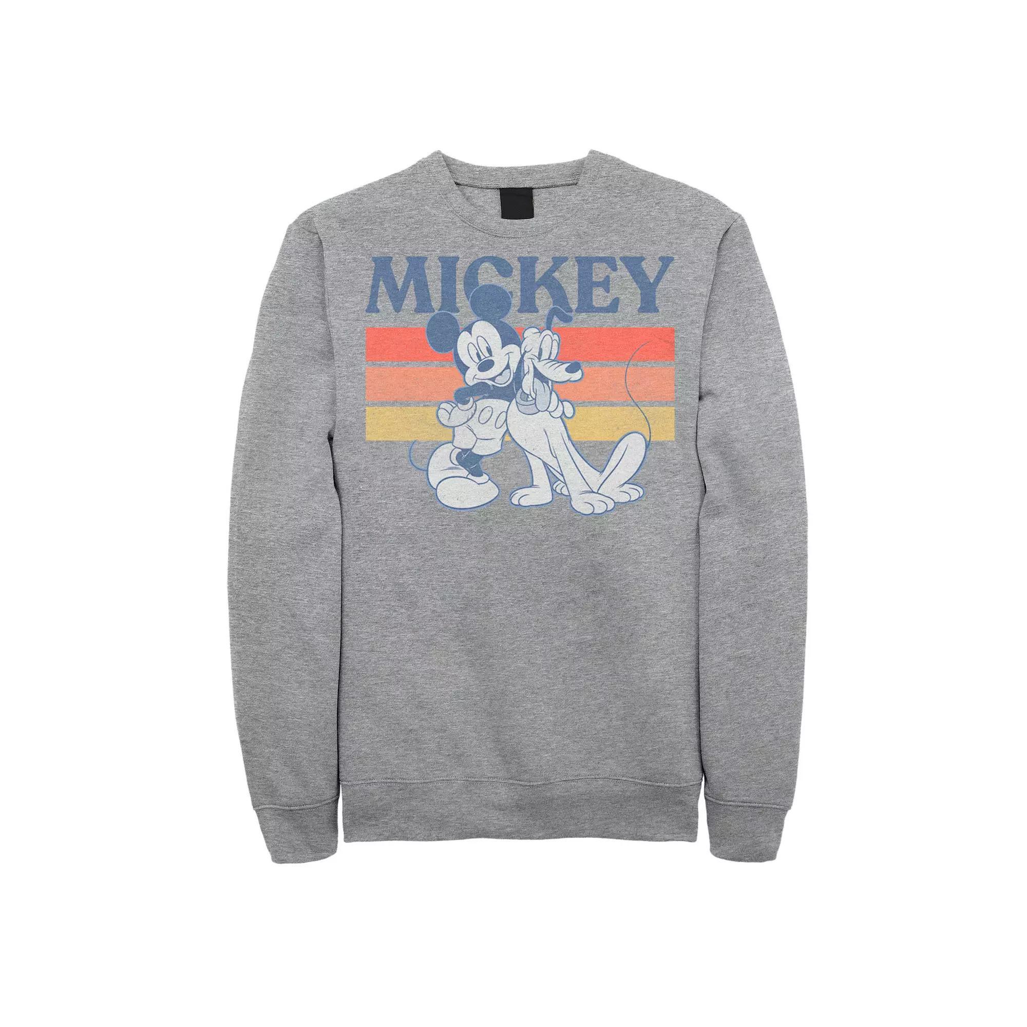 Disney's Mickey And Friends Mickey And Pluto Men's Retro Line Sweatshirt, Size: XXL, Athletic Grey Product Image
