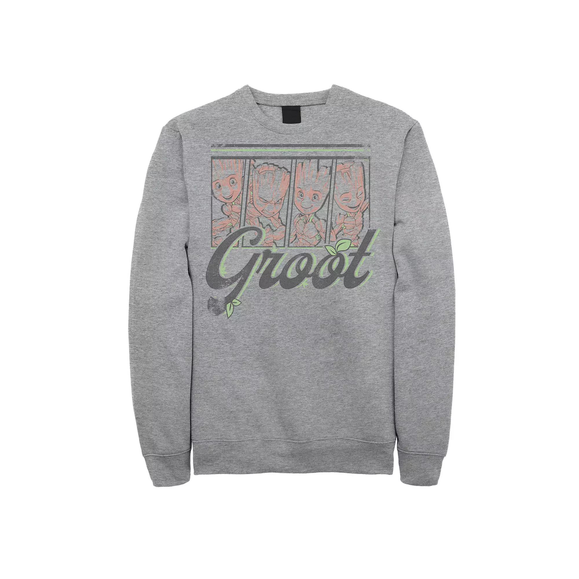 Men's Marvel Guardians Of The Galaxy Cute Groot Panels Sweatshirt, Size: XL, Athletic Grey Product Image