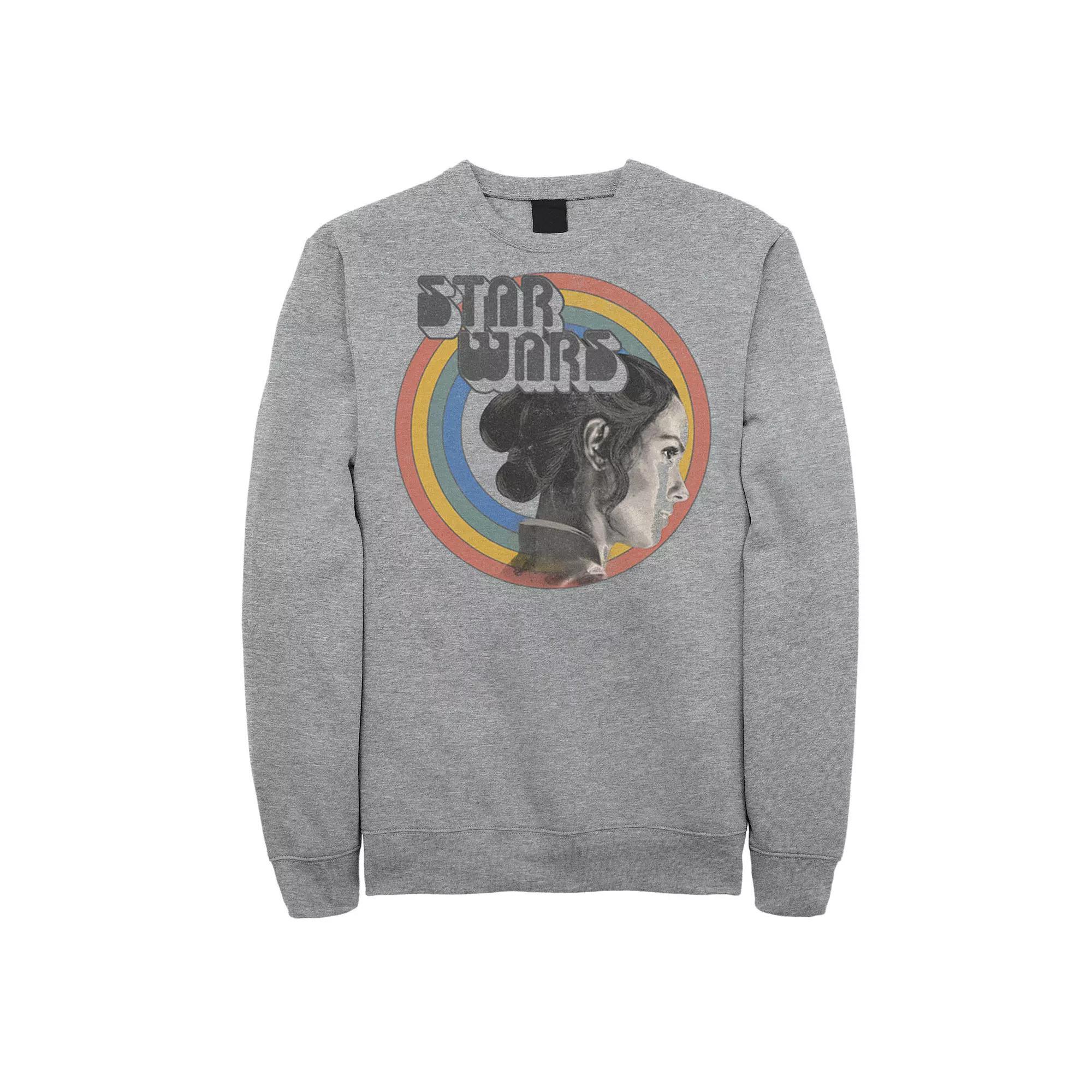Men's Star Wars The Rise of Skywalker Rey Vintage Rainbow Fleece Graphic Top, Size: Medium, Athletic Grey Product Image