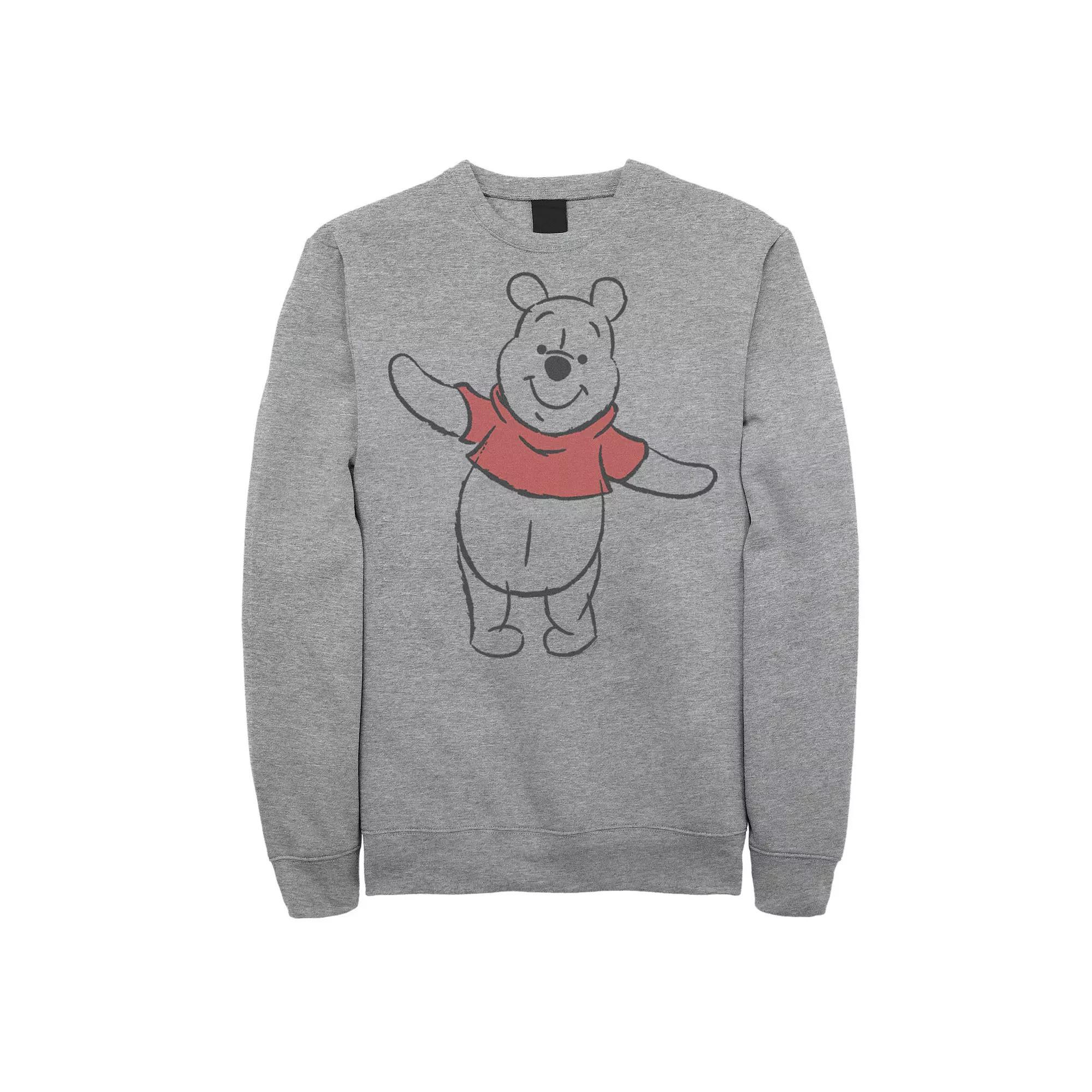 Disney's Winnie The Pooh Men's Art Bear Sketch Sweatshirt, Size: Large, Athletic Grey Product Image